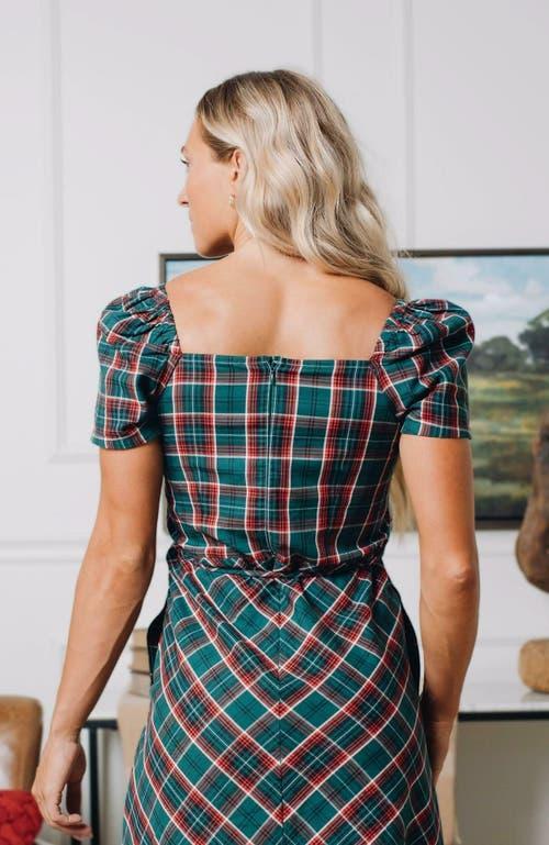 Hope & Henry Women's Organic Sweetheart Dress in Festive Green Plaid at Nordstrom, Size 2 Product Image