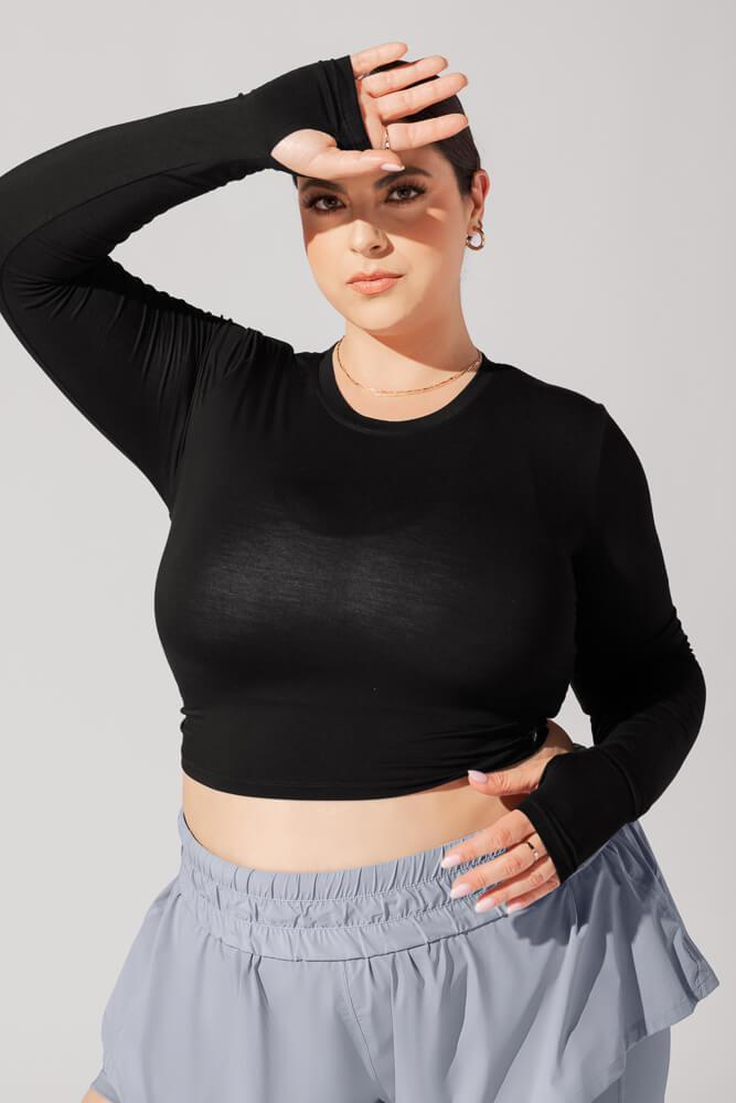 Bow Back Reversible Long Sleeve Top - Black Product Image