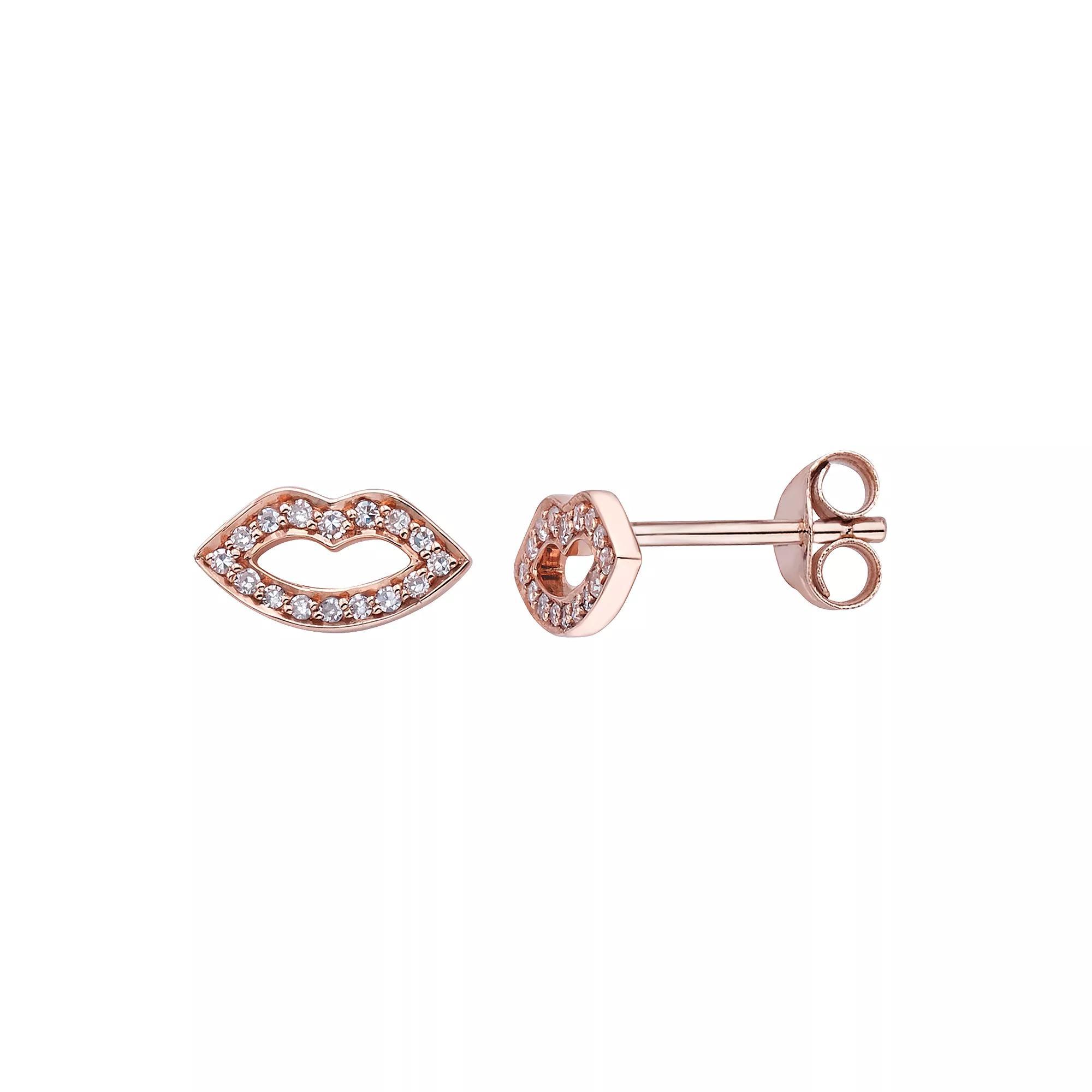 10K Gold 1/10 Carat T.W. Diamond Lip Earrings, Women's, Yellow Product Image