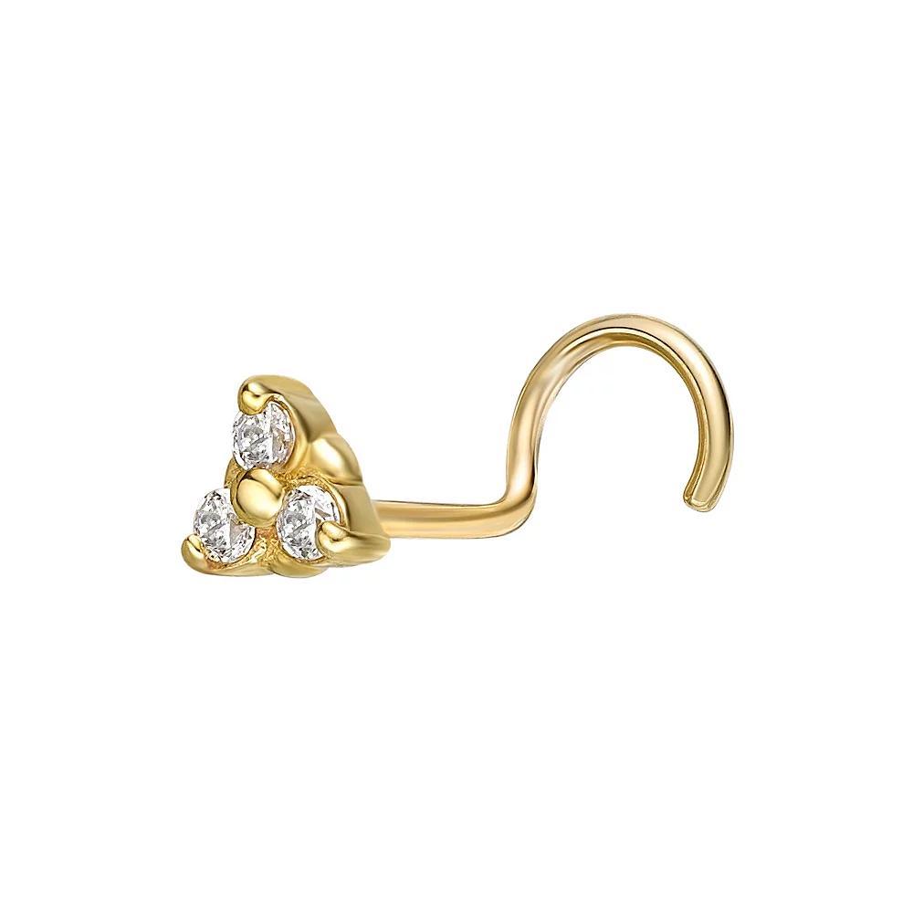 Lila Moon 10k Gold Cubic Zirconia Curved Triangle Nose Ring Stud, Women's, White Product Image