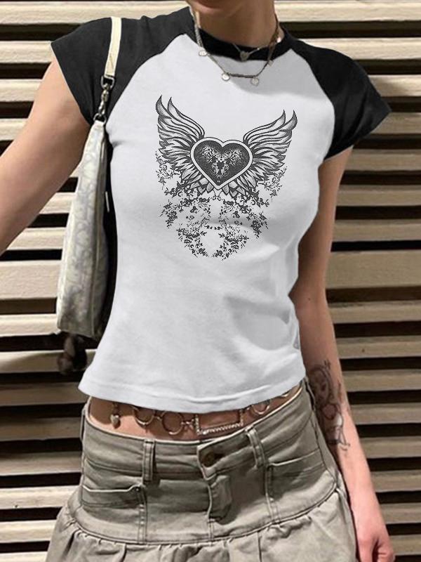Heart Wings Print Short Sleeve Tee Product Image