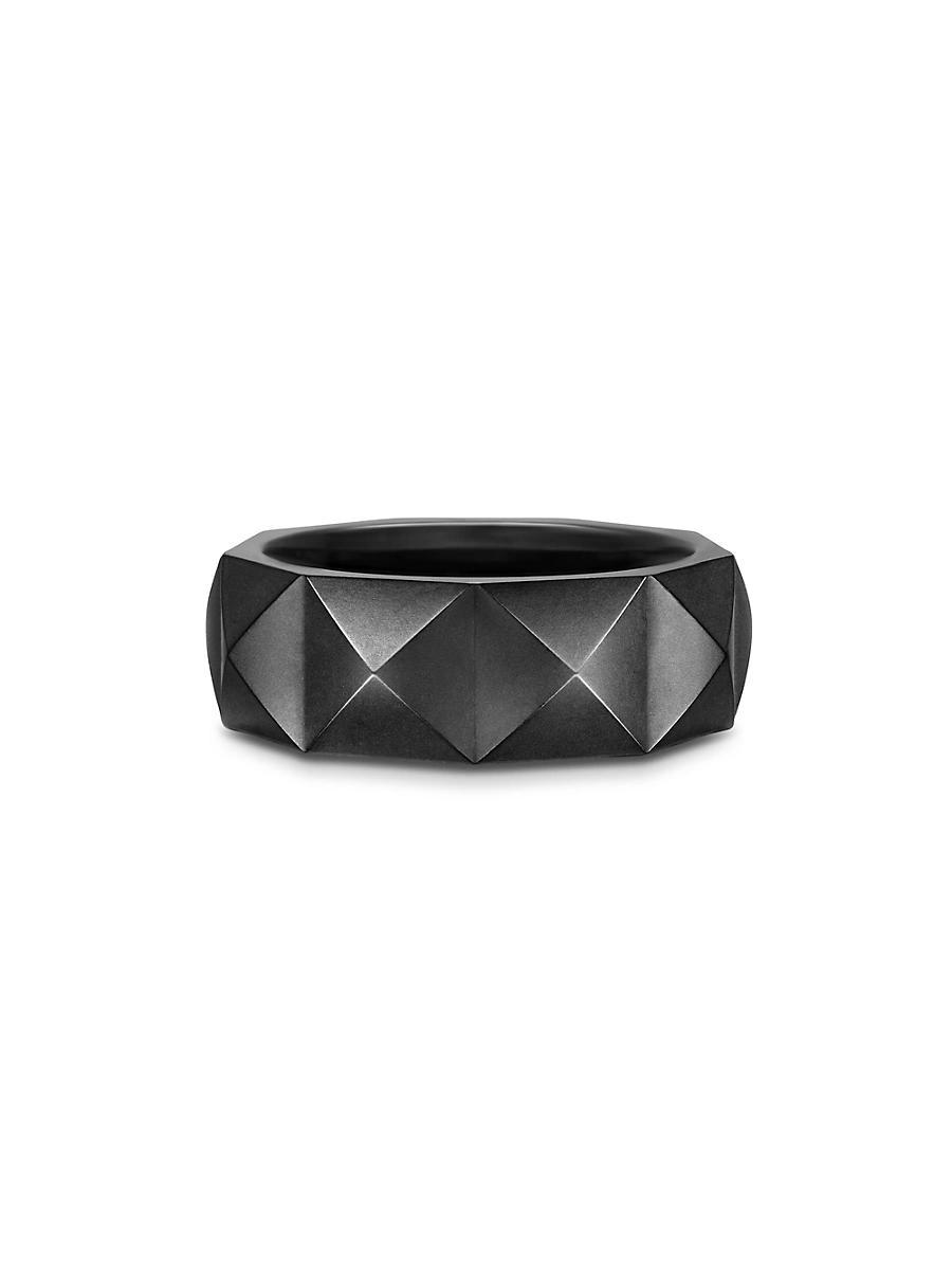 Mens Pyramid Band Ring in Black Titanium, 8MM Product Image
