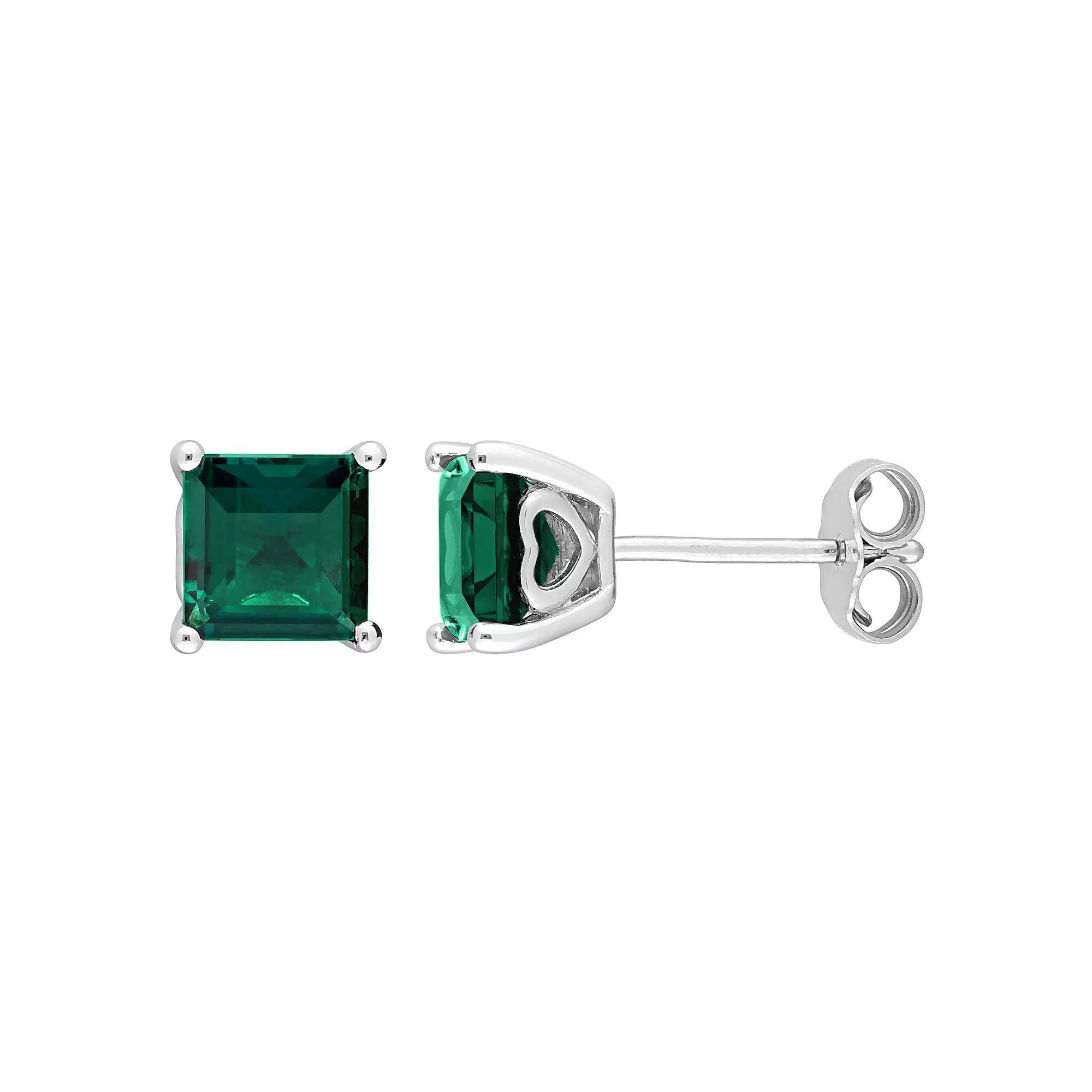 Stella Grace Sterling Silver & Gemstone Stud Earrings, Women's, Created Green Product Image