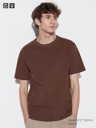 Mens Crew Neck T-Shirt Brown 2XL UNIQLO US Product Image