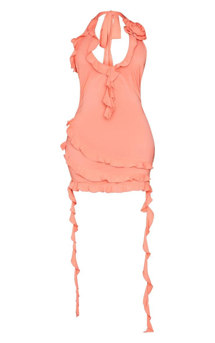 Shape Orange Woven Halterneck Frill Detail Mini Dress Product Image