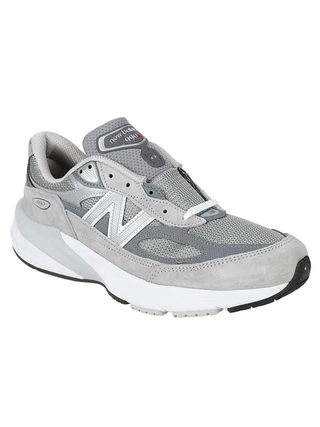 NEW BALANCE Grey Low Top Sneakers With Logo Detail In Suede And Tech Fabric Man Product Image