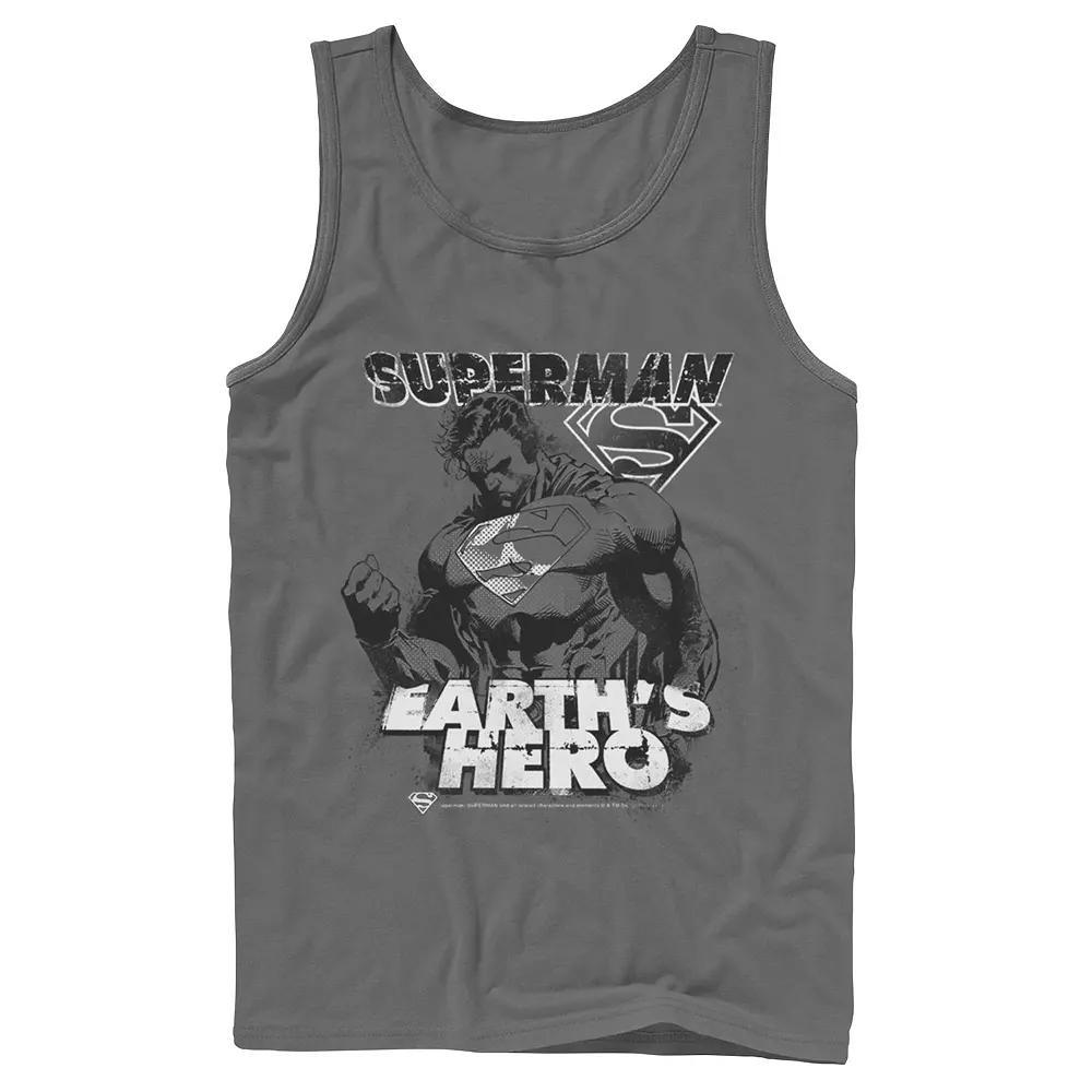 Men's DC Comics Superman Earth's Hero Sketched Poster Tank Top, Size: XL, Grey Product Image