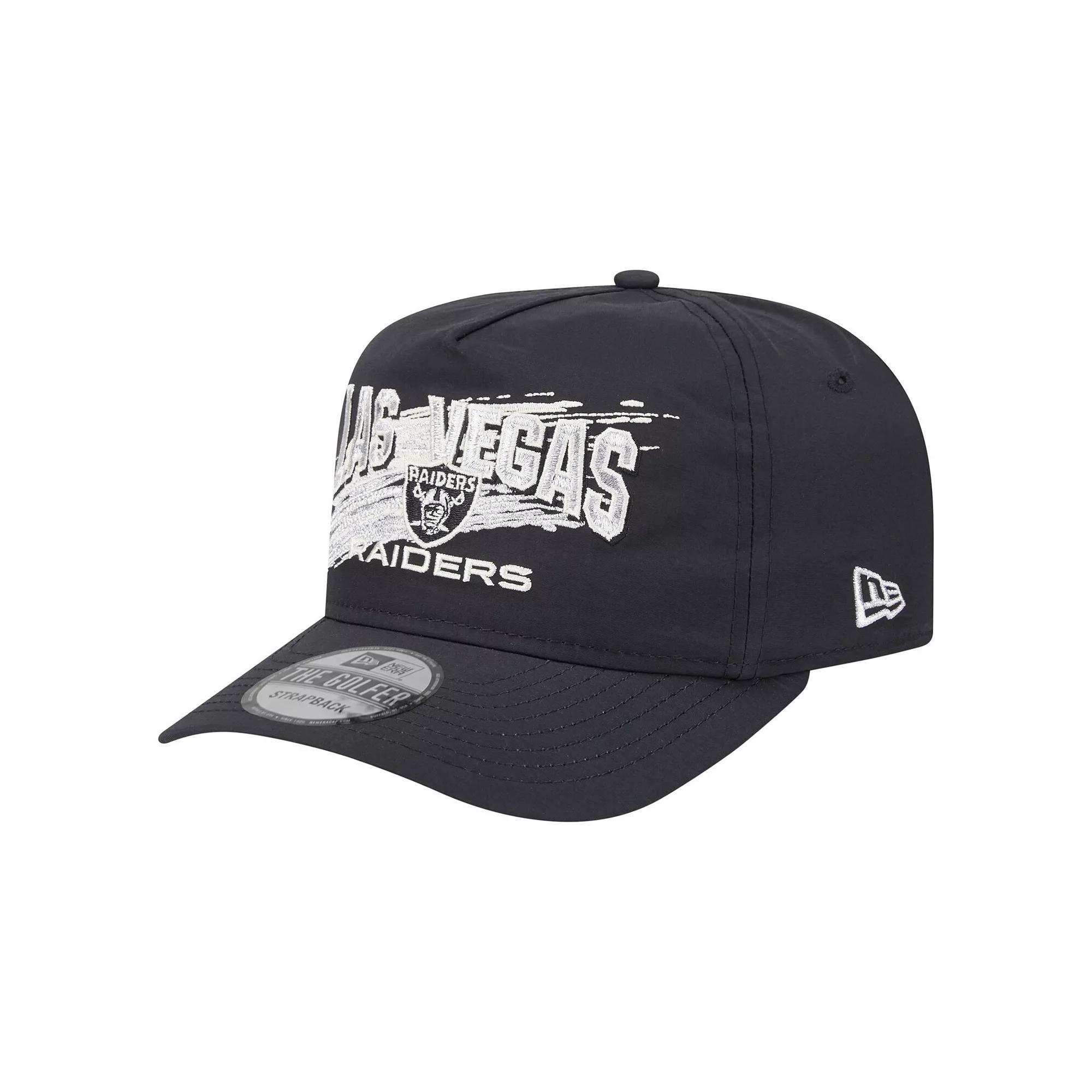 Mens New Era Black Las Vegas Raiders Throwback Brush Golfer Snapback Hat Product Image