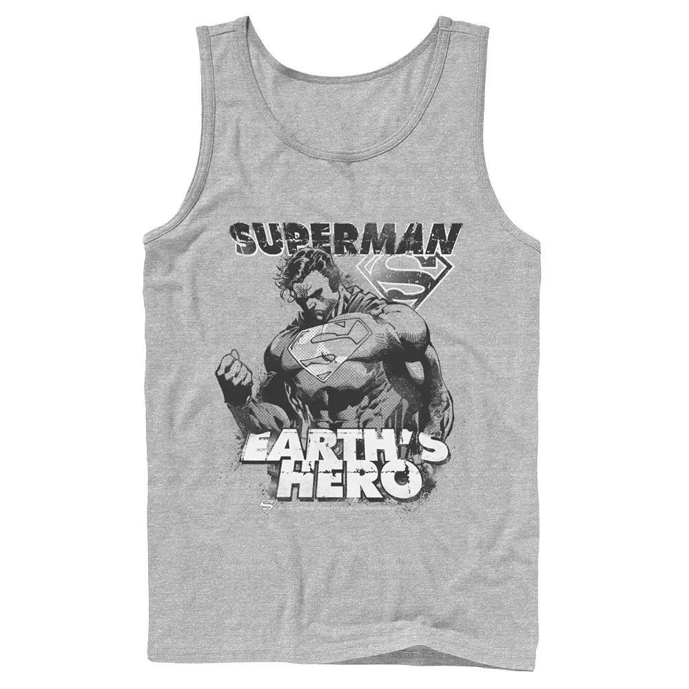 Men's DC Comics Superman Earth's Hero Sketched Poster Tank Top, Size: XL, Grey Product Image