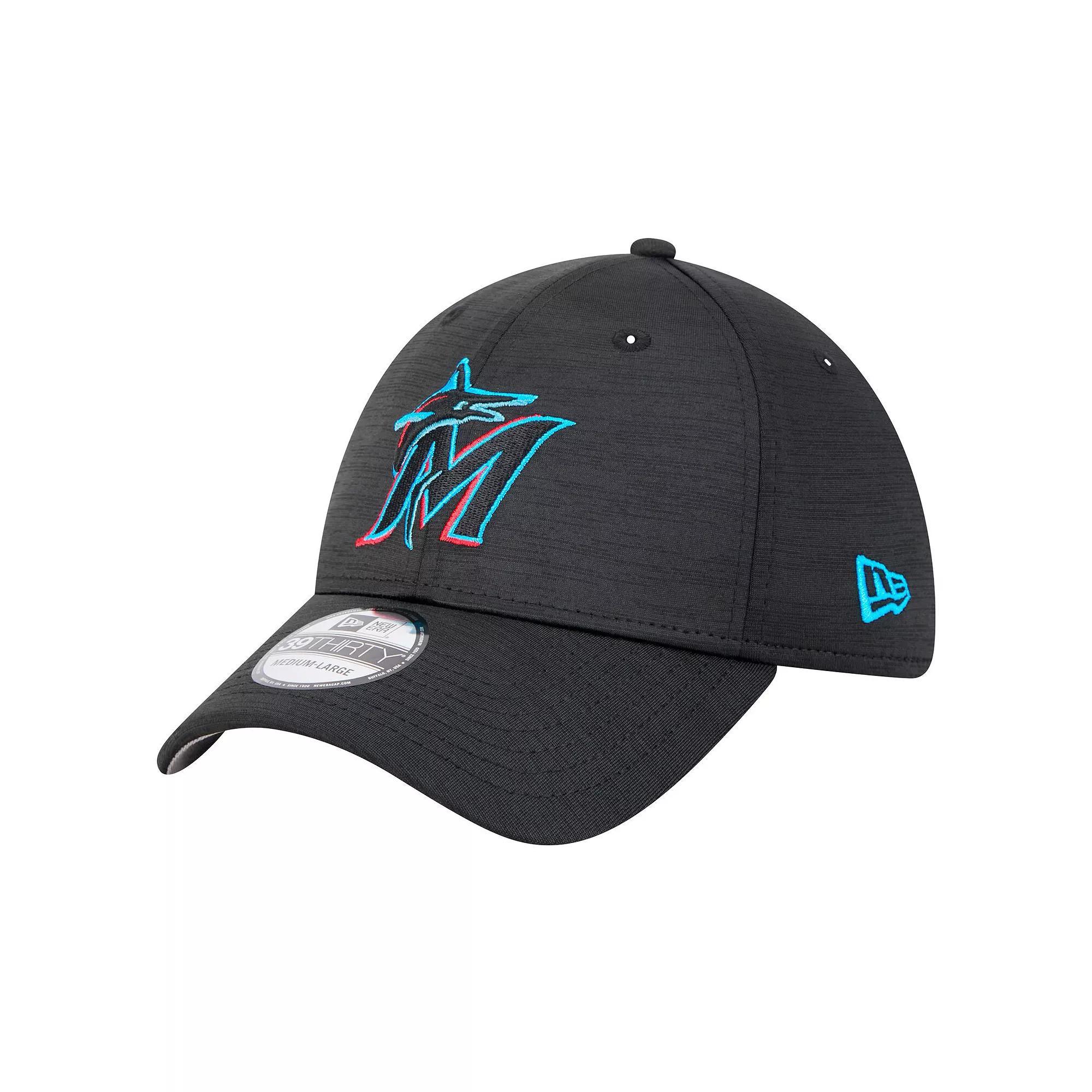 Men's New Era Black Miami Marlins Tech 39THIRTY Flex Hat, Size: Small/Medium Product Image