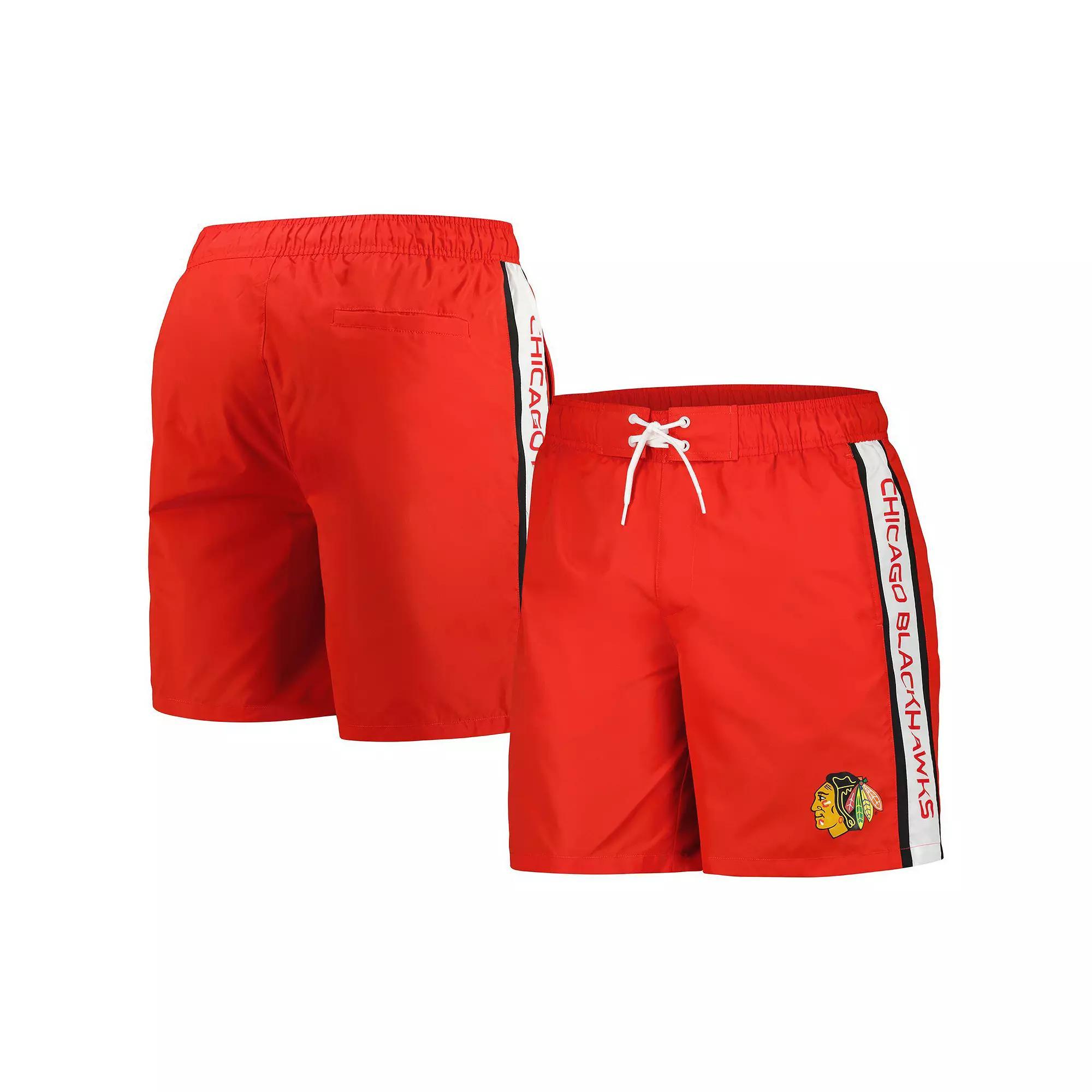Men's G-III Sports by Carl Banks Red Chicago Blackhawks Streamline Volley Swim Trunks, Size: XL Product Image