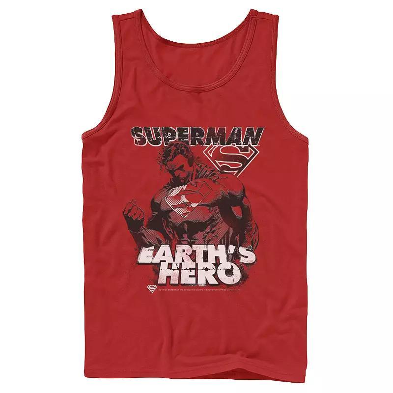 Men's DC Comics Superman Earth's Hero Sketched Poster Tank Top, Size: XL, Grey Product Image