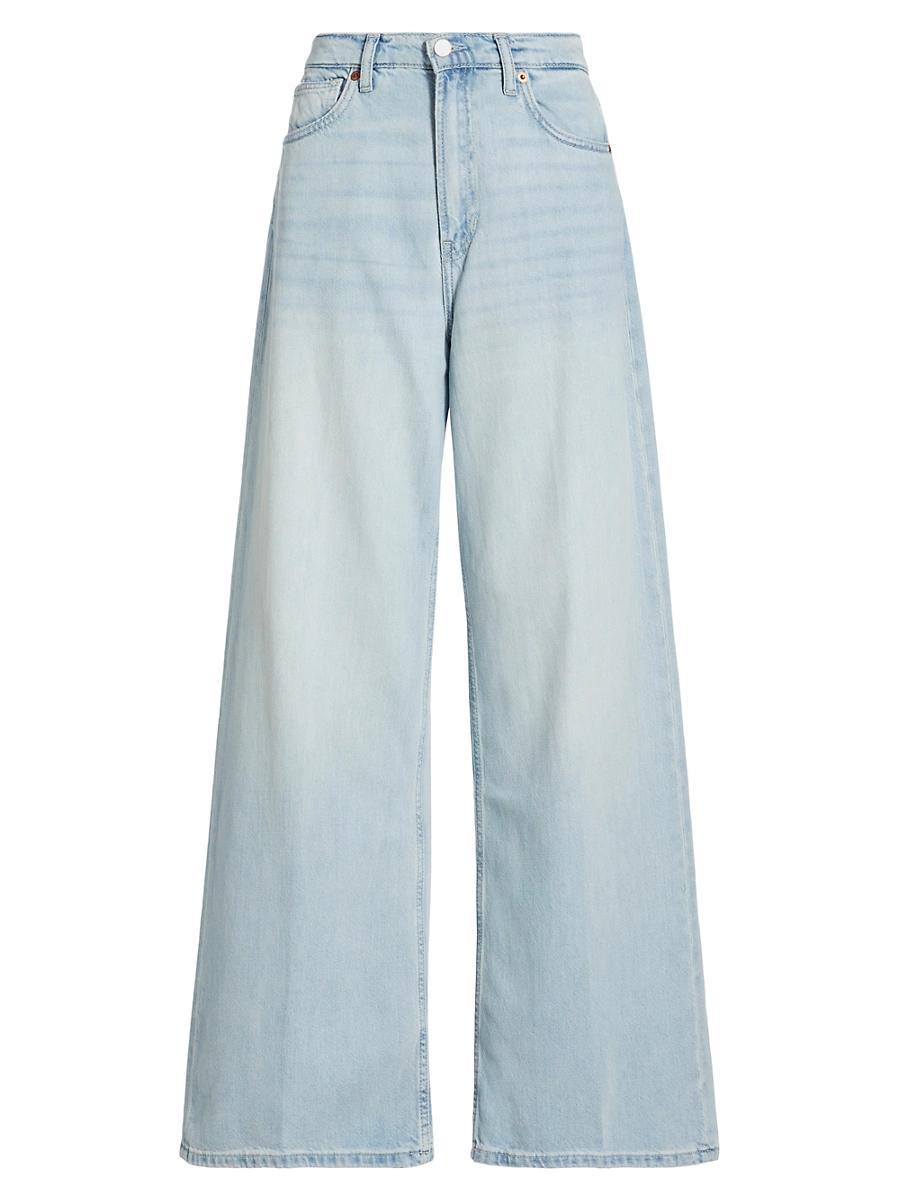 Womens Cary Washed-Denim Wide-Leg Jeans Product Image