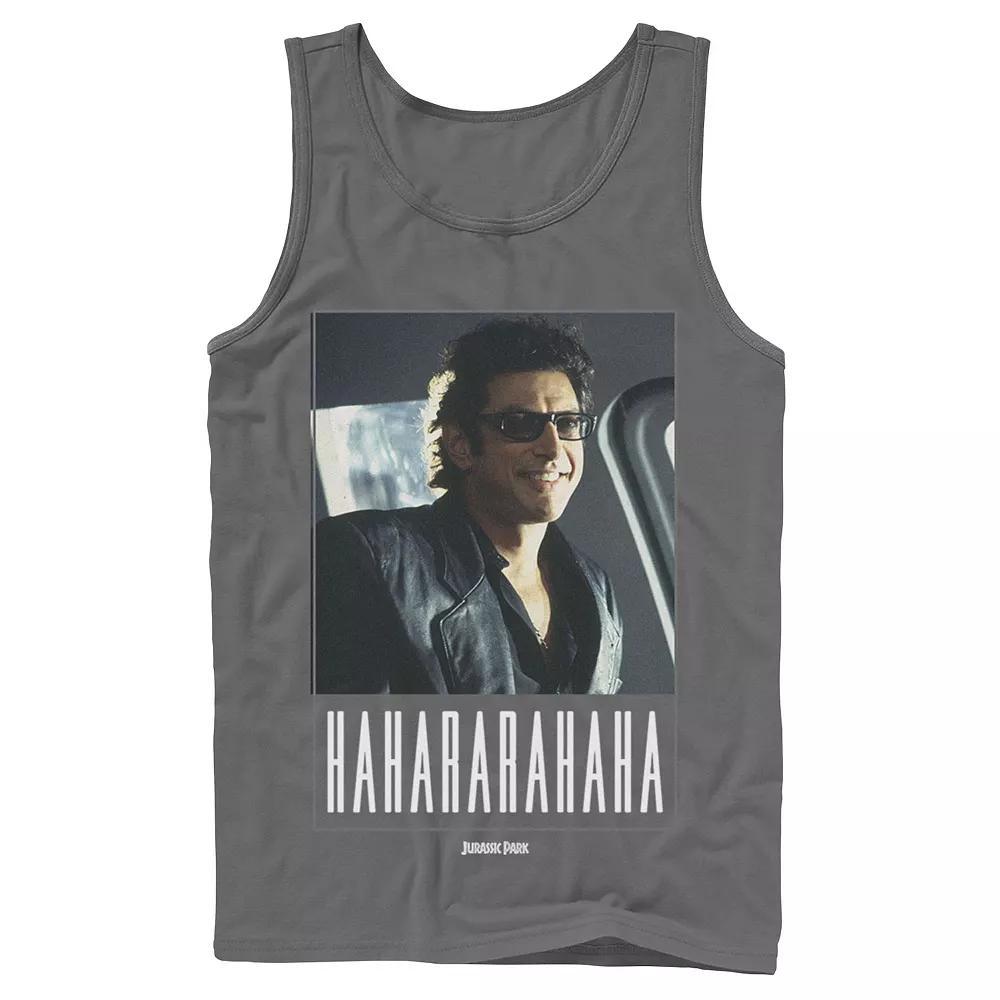 Men's Jurassic Park Ian Malcolm Hahararahaha Tank Top, Size: Small, Grey Product Image