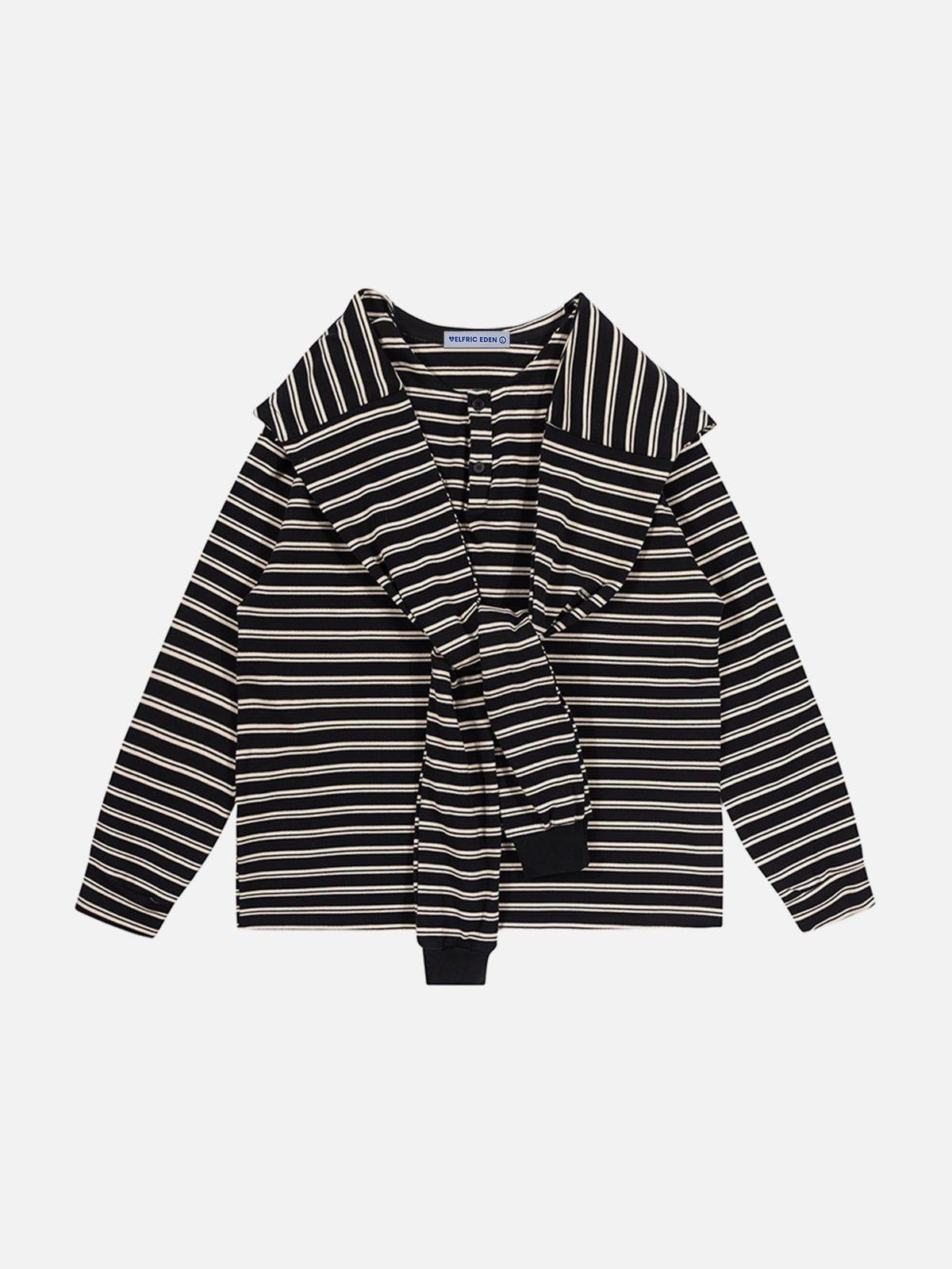 Aelfric Eden Stripe Patchwork Hooded Long Sleeve Tee Product Image
