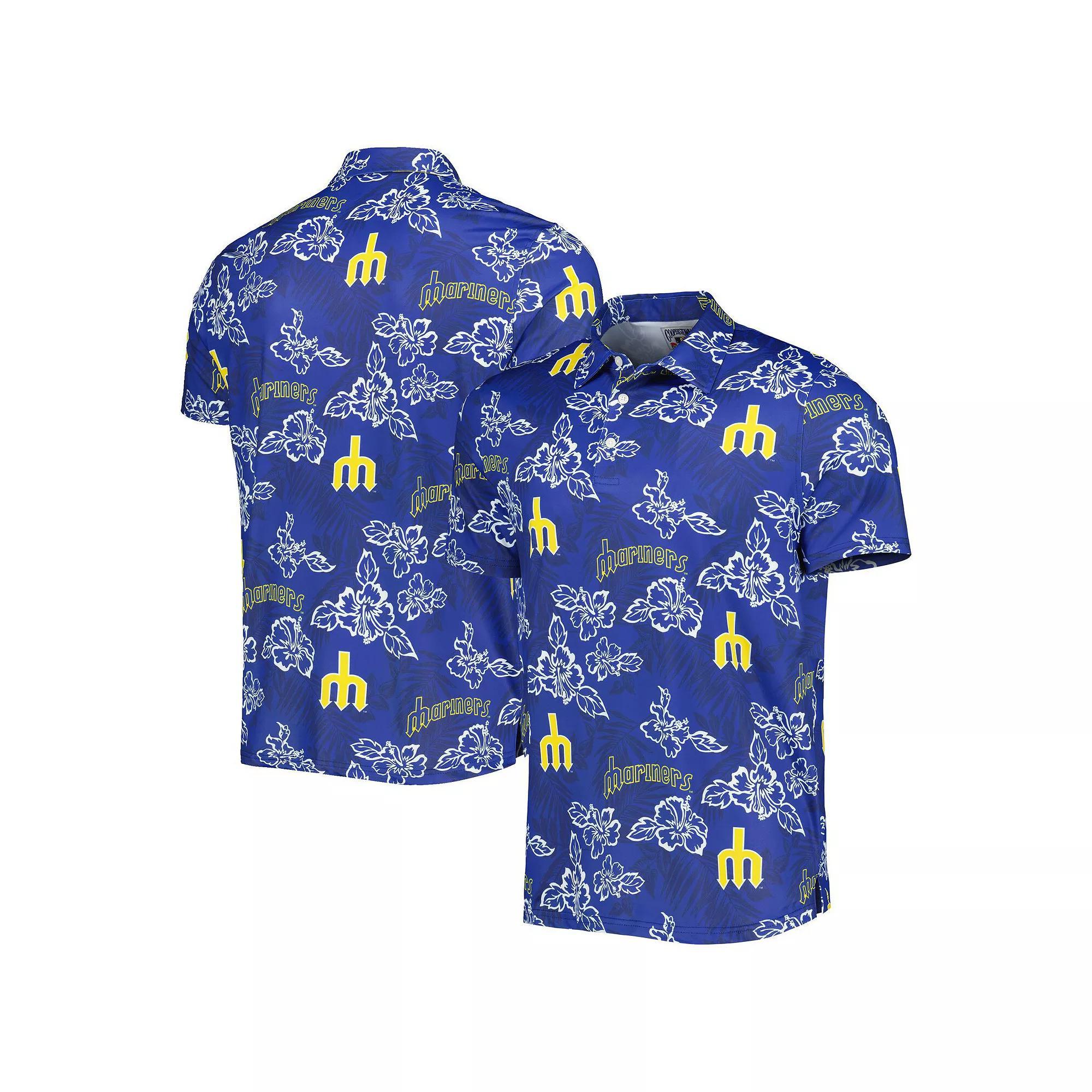 Men's Reyn Spooner Navy Seattle Mariners Cooperstown Collection Puamana Print Polo, Size: XL, Blue Product Image
