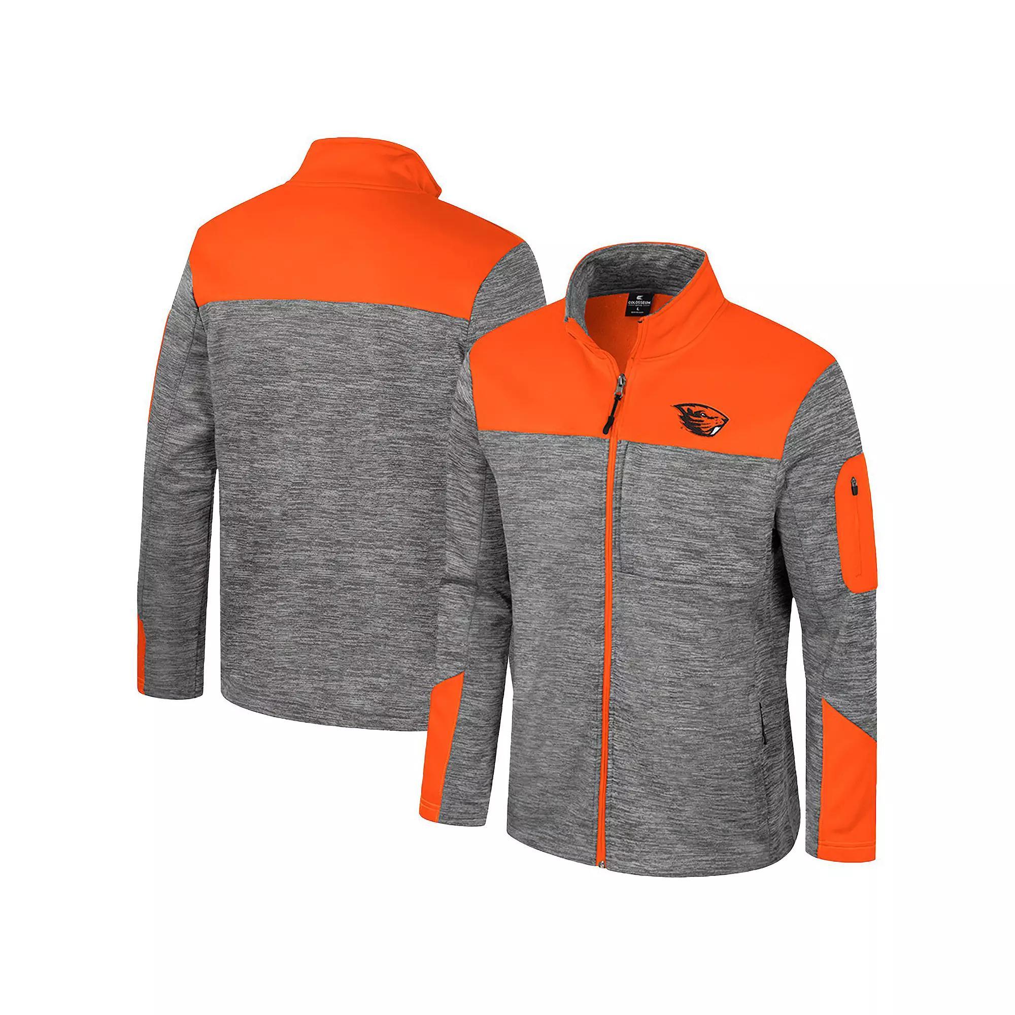 Men's Colosseum  Gray/Orange Oregon State Beavers Guard Full-Zip Jacket, Size: Large, Grey Product Image
