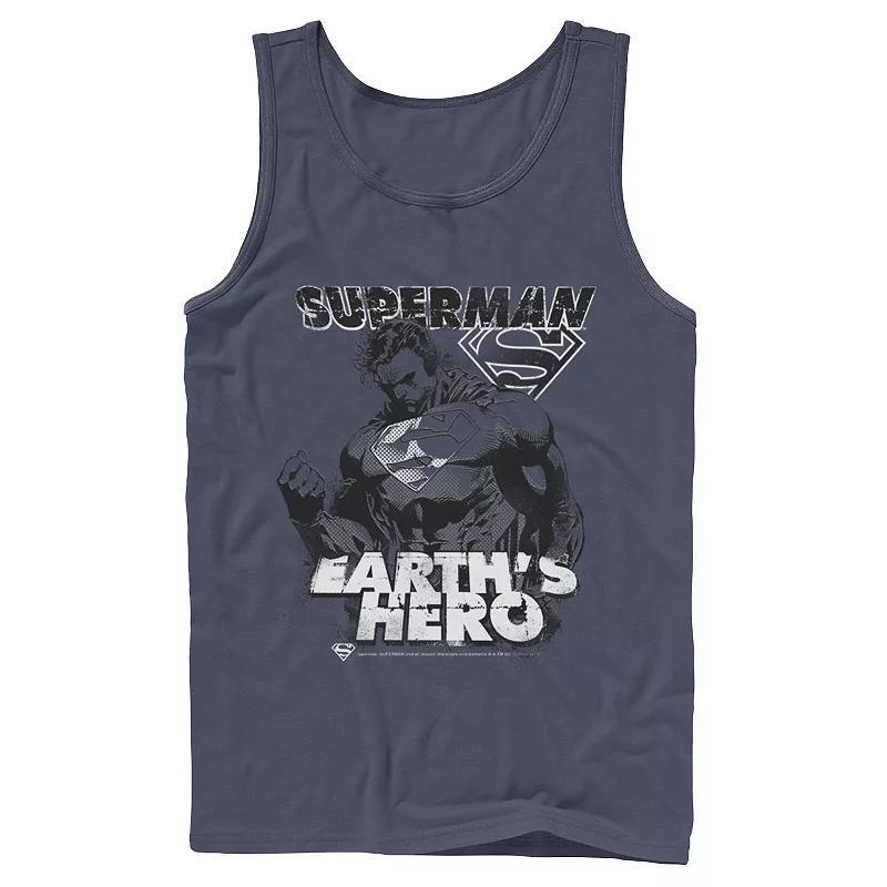 Men's DC Comics Superman Earth's Hero Sketched Poster Tank Top, Size: XL, Grey Product Image