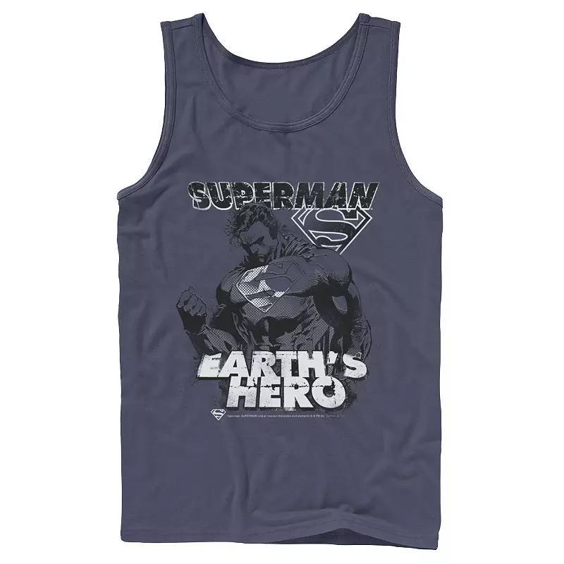 Men's DC Comics Superman Earth's Hero Sketched Poster Tank Top, Size: XL, Grey Product Image