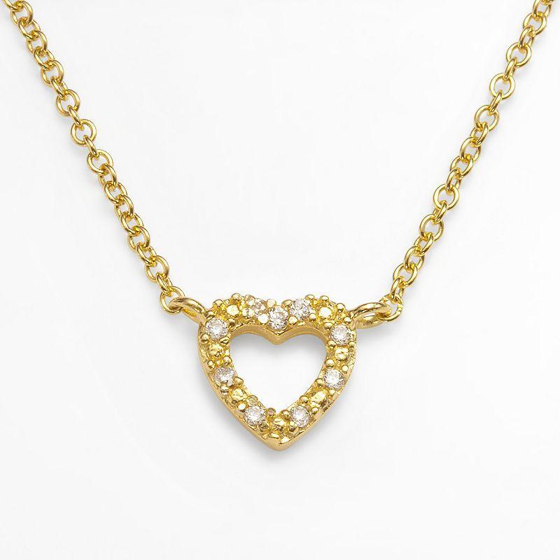 Sophie Miller 14k Gold Over Silver Cubic Zirconia Heart Link Necklace, Women's, Size: 18", White Product Image