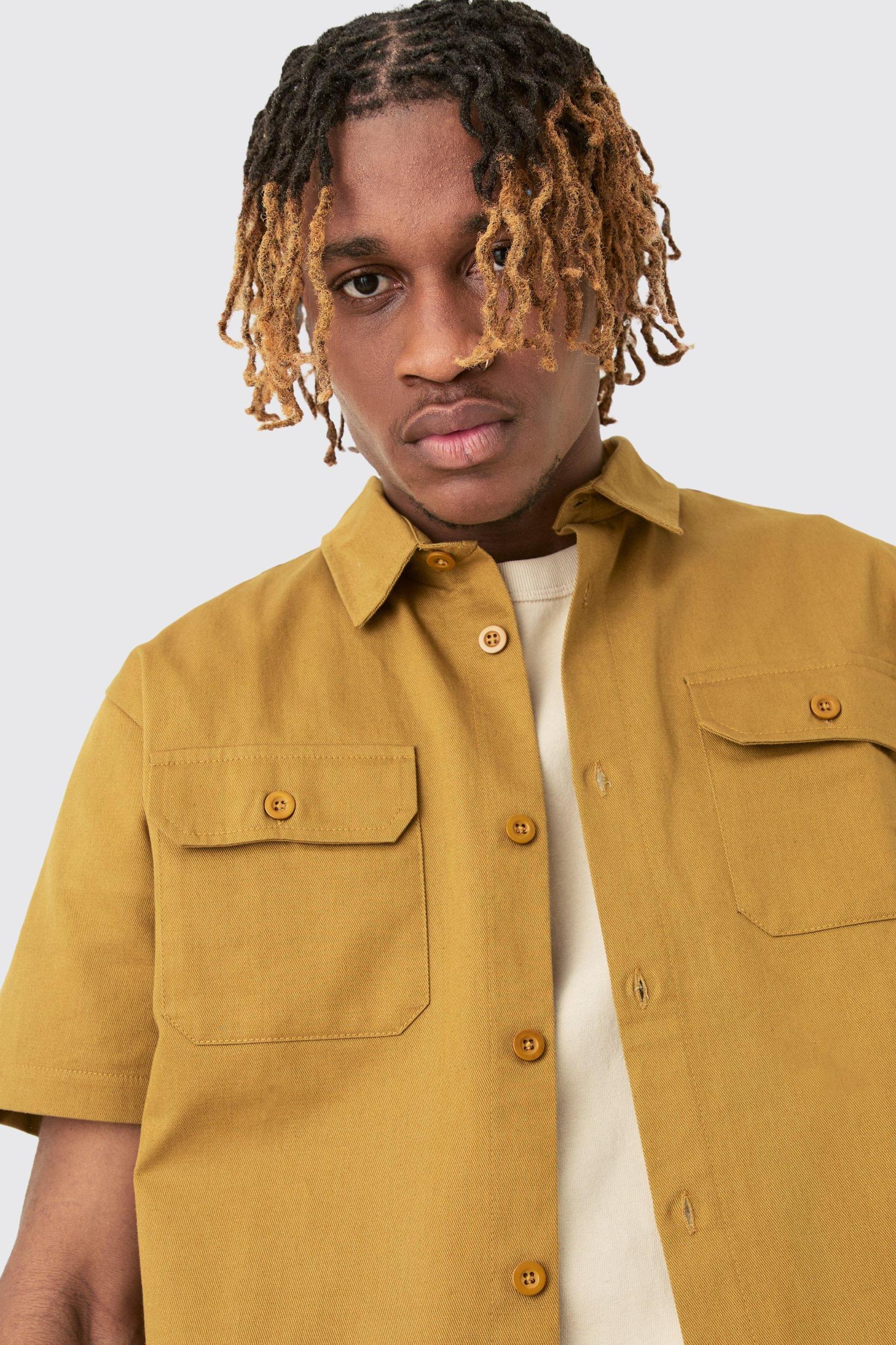 Tall Regular Panel Twill Shirt | boohooMAN USA Product Image
