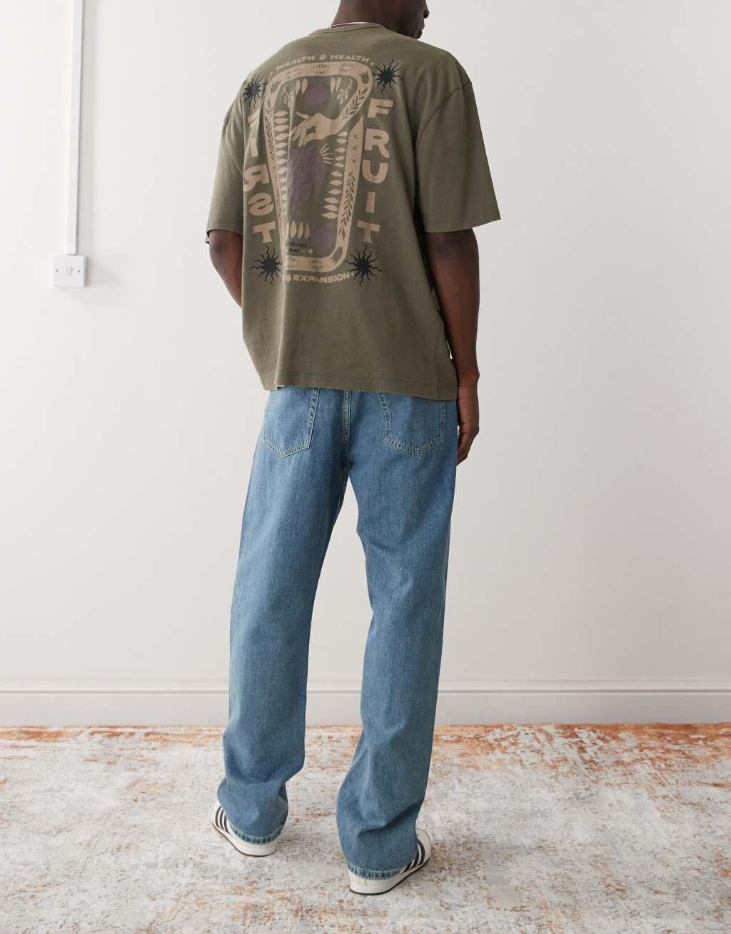 Weekday Space relaxed fit straight leg jeans in blue wash Product Image