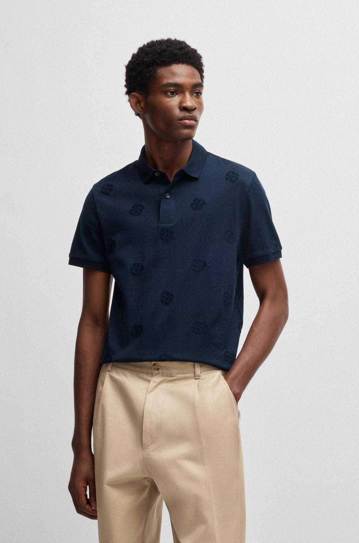 Mercerized-cotton polo shirt with Double B monograms Product Image