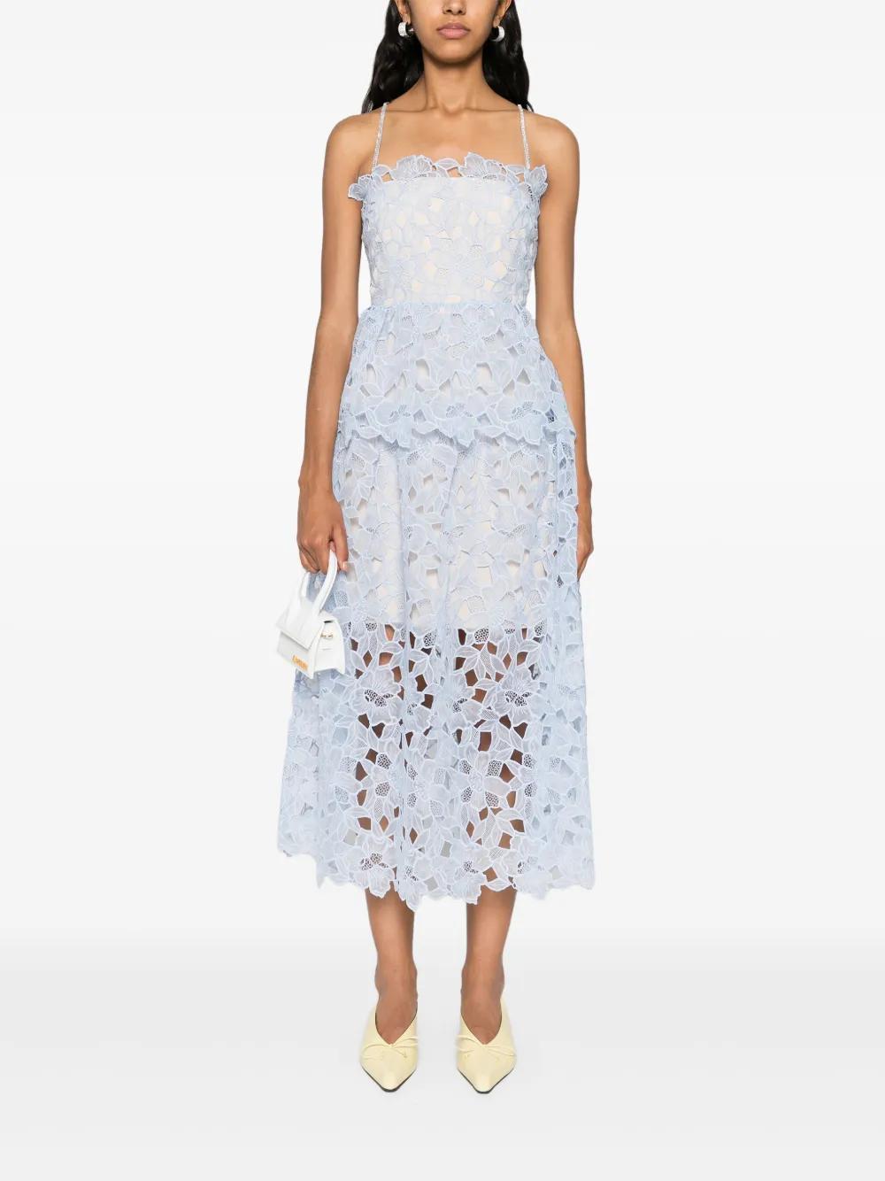 floral-embroidered cotton midi dress Product Image