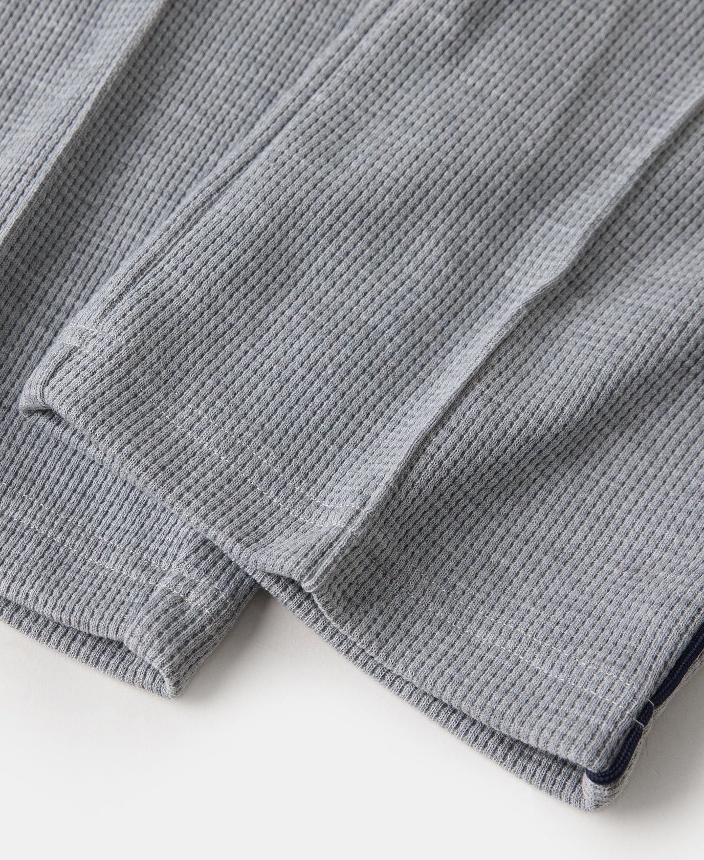 1970s Heavyweight Waffle Knit Jogger Pants - Gray Product Image