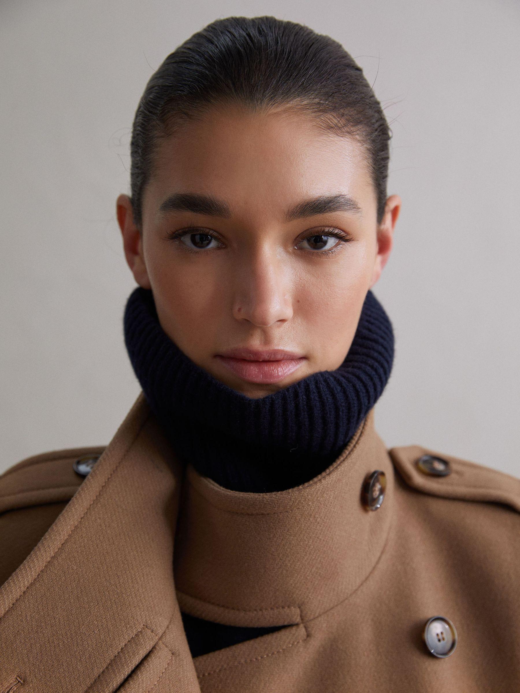 Wool Blend Double Breasted Coat in Camel Product Image