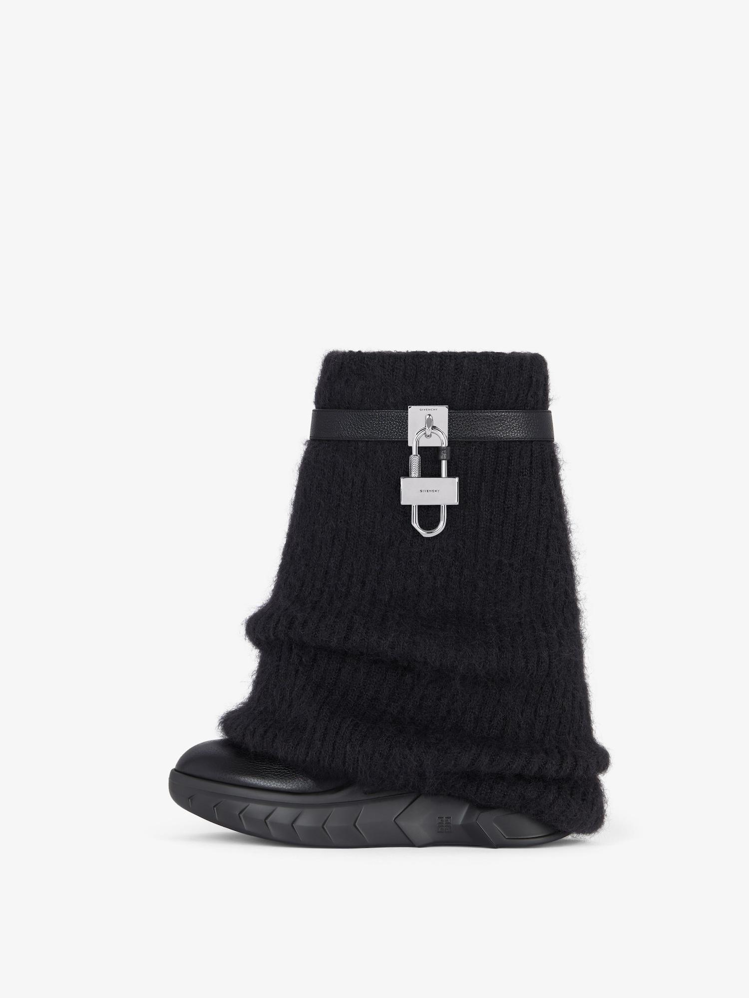 Shark Lock Biker ankle boots in wool Product Image