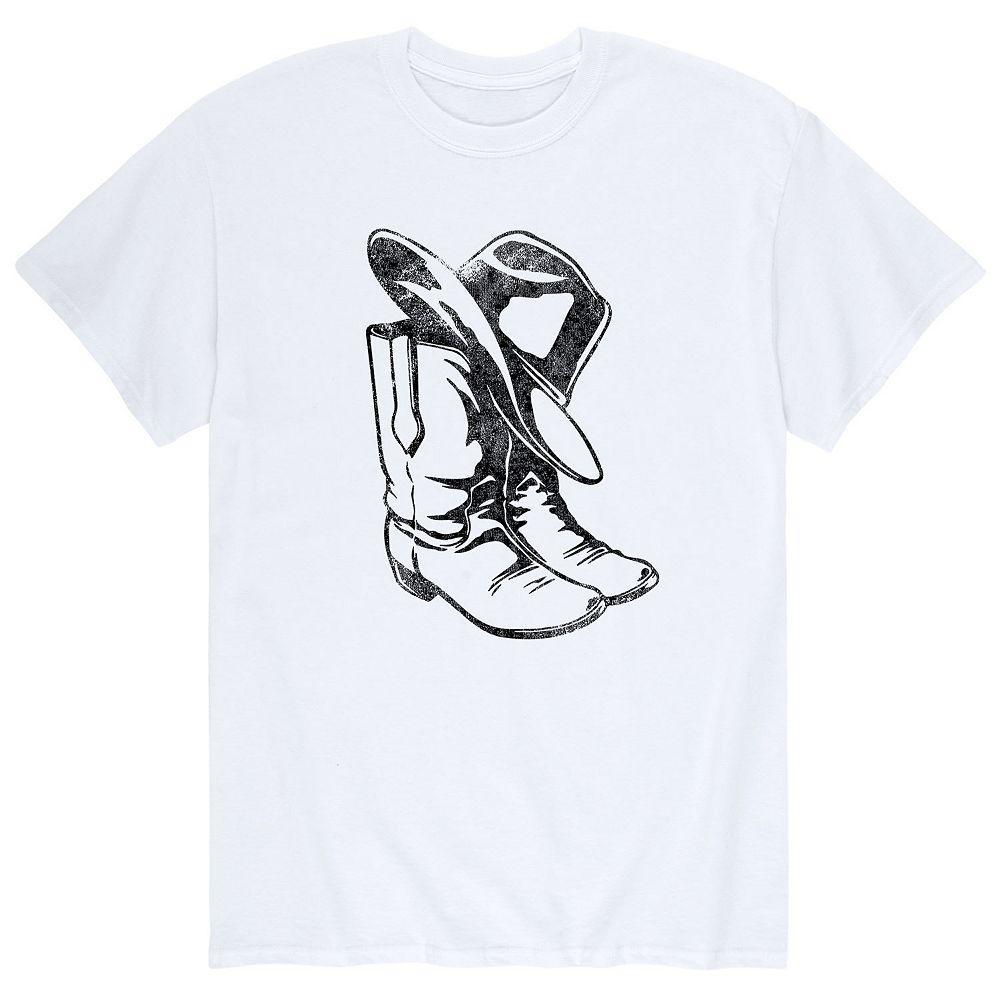 Mens Cowboy Hat Boots Tee Product Image