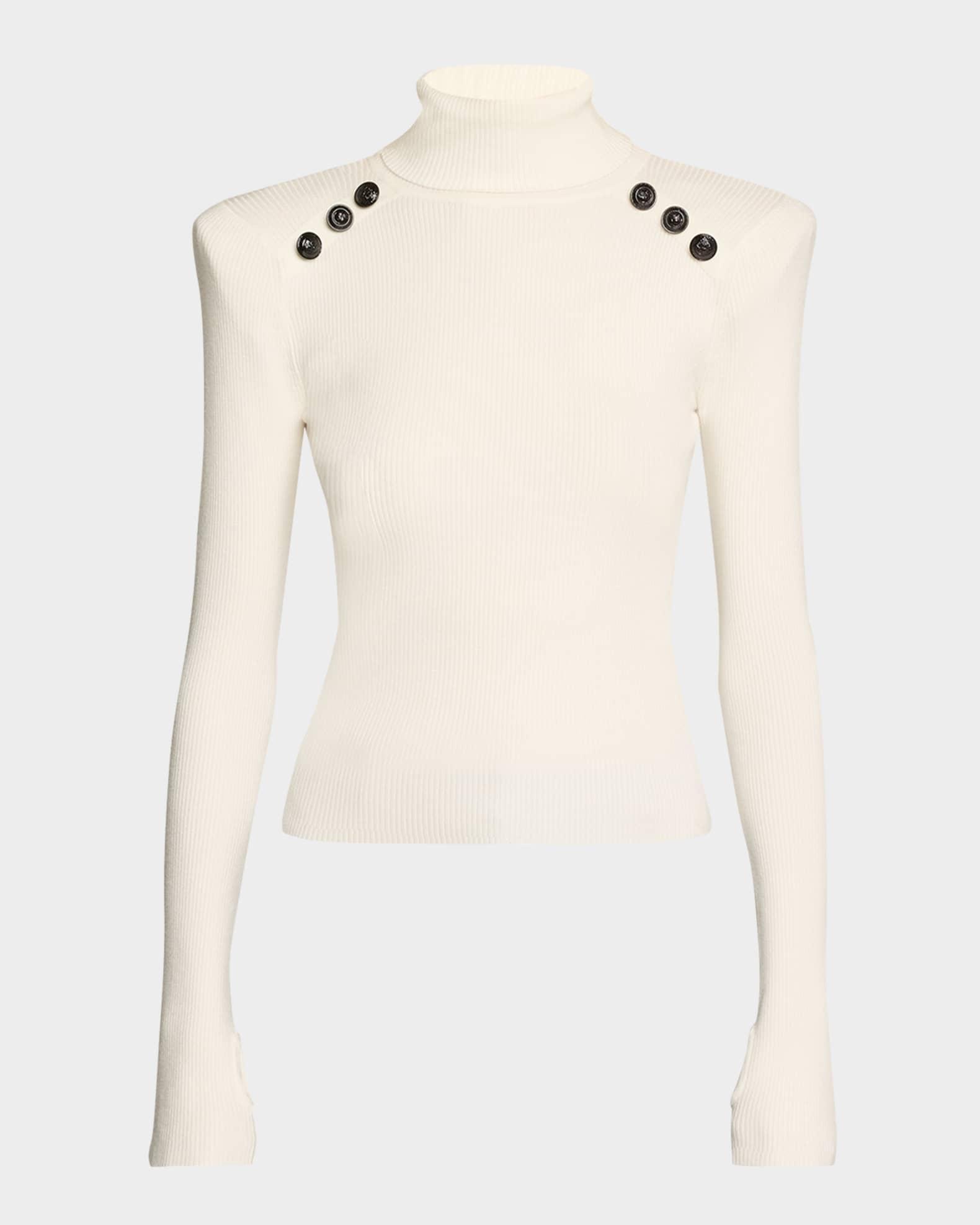 Reeves Ribbed Button-Detail Turtleneck  Product Image