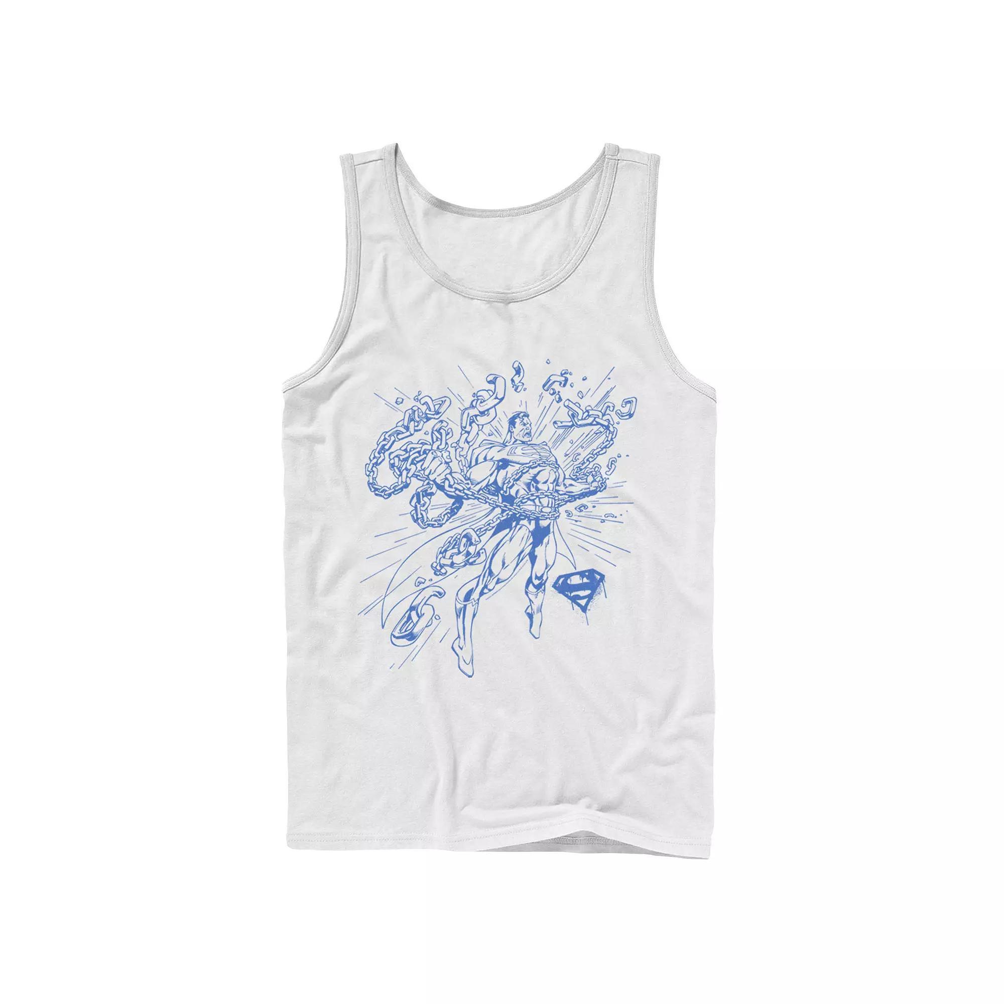 Mens DC Comics Superman Break Chains Outlined Comic Poster Tank Top Athletic Grey Product Image