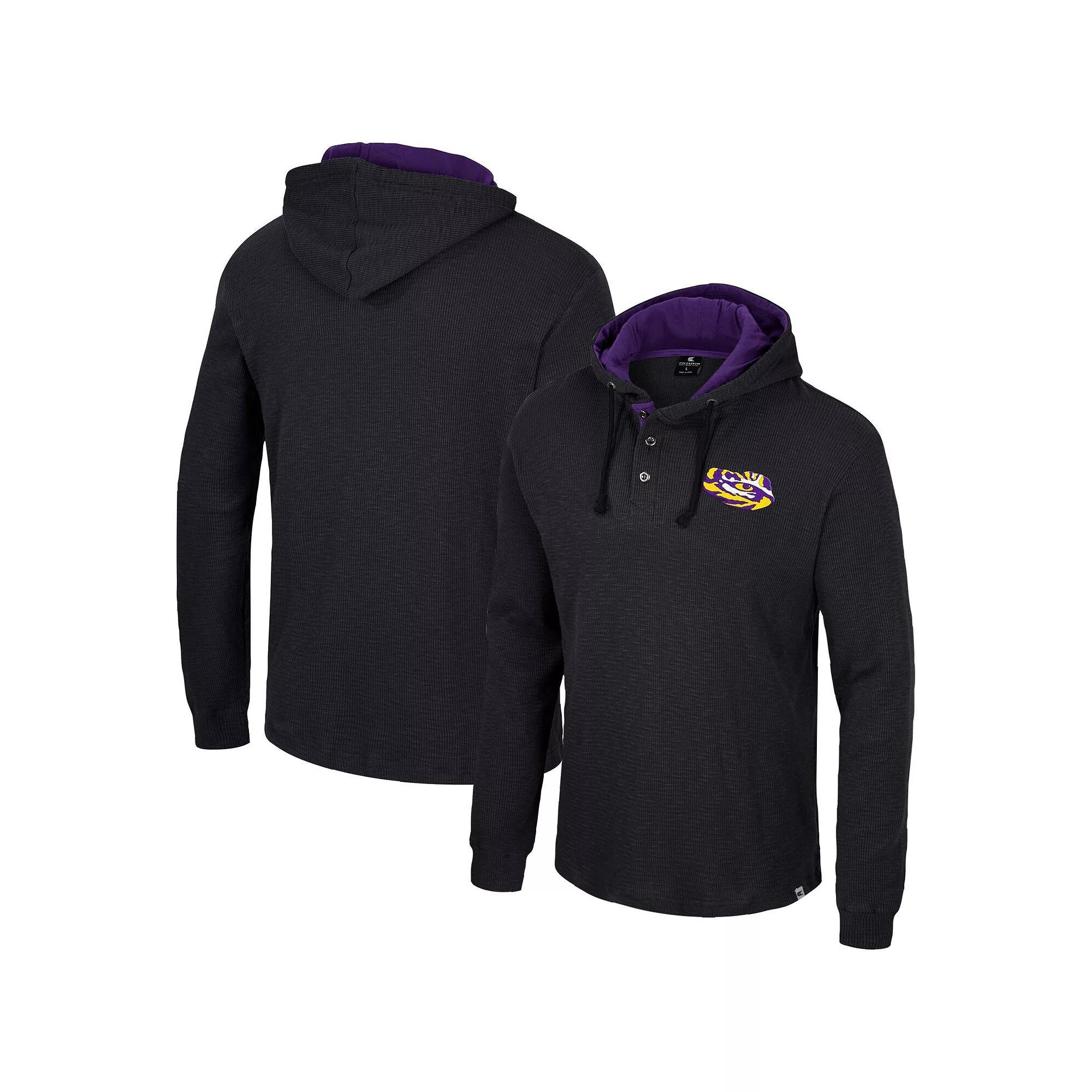 Men's Colosseum Black LSU Tigers Affirmative Thermal Hoodie Long Sleeve T-Shirt, Size: XL Product Image