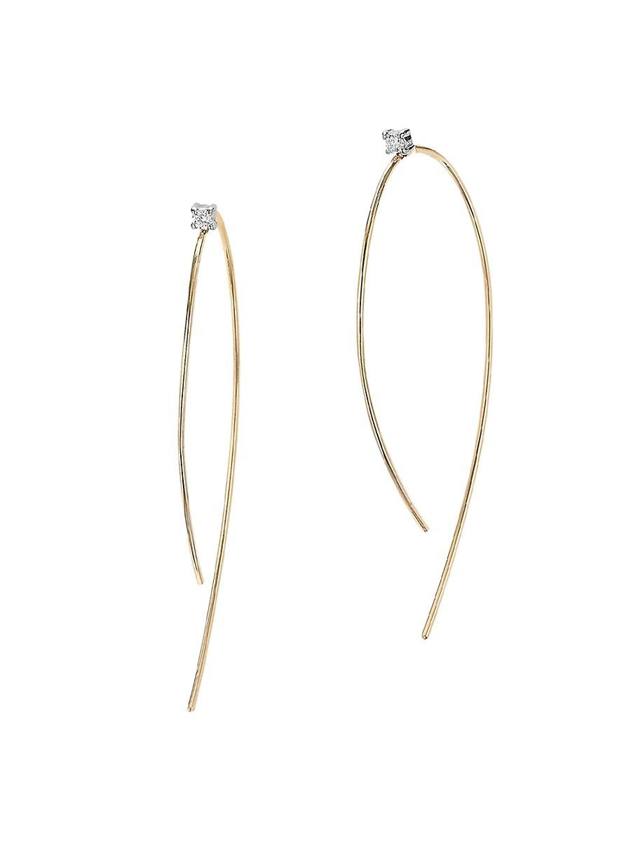 Mini Wire Hooked On Hoop Earrings with Diamonds, 38mm Product Image