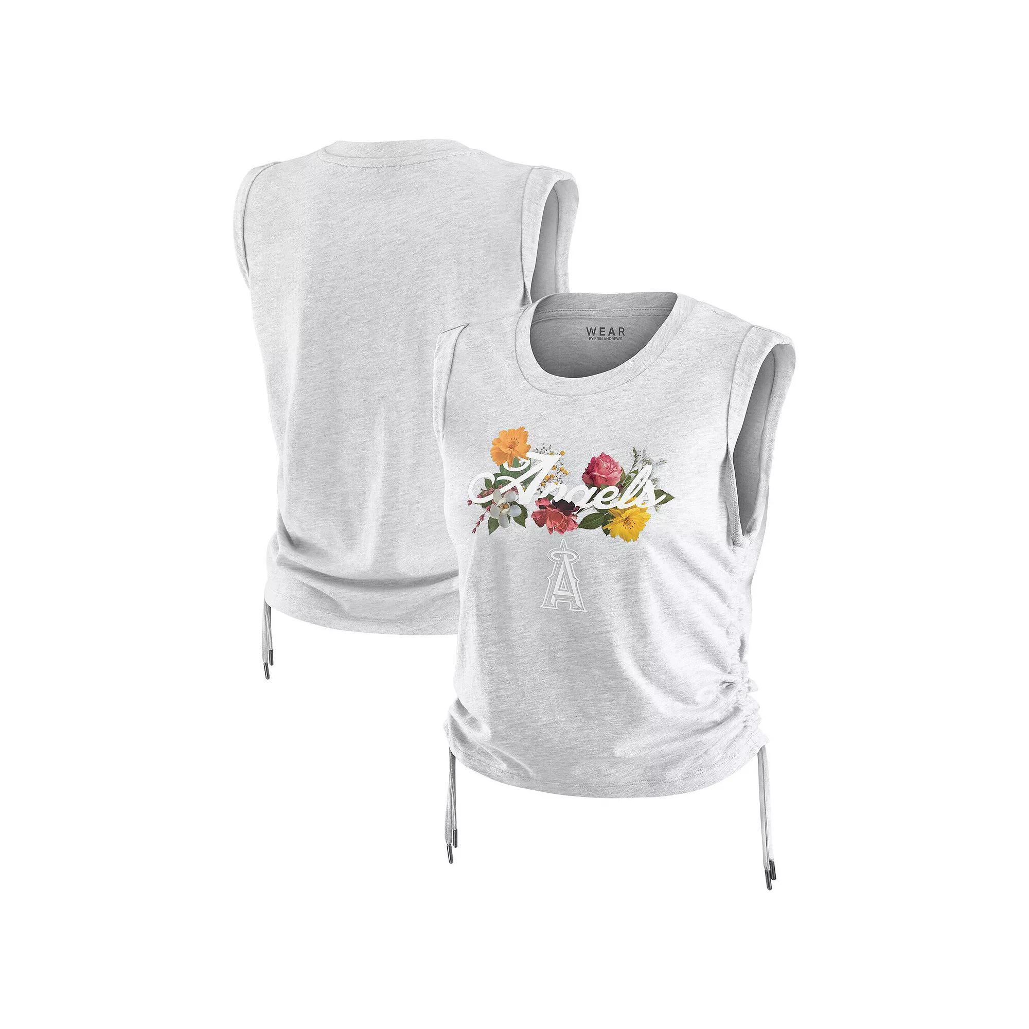 Women's WEAR by Erin Andrews  Heather Gray Los Angeles Angels Cinched Tank Top, Size: XS, Grey Product Image