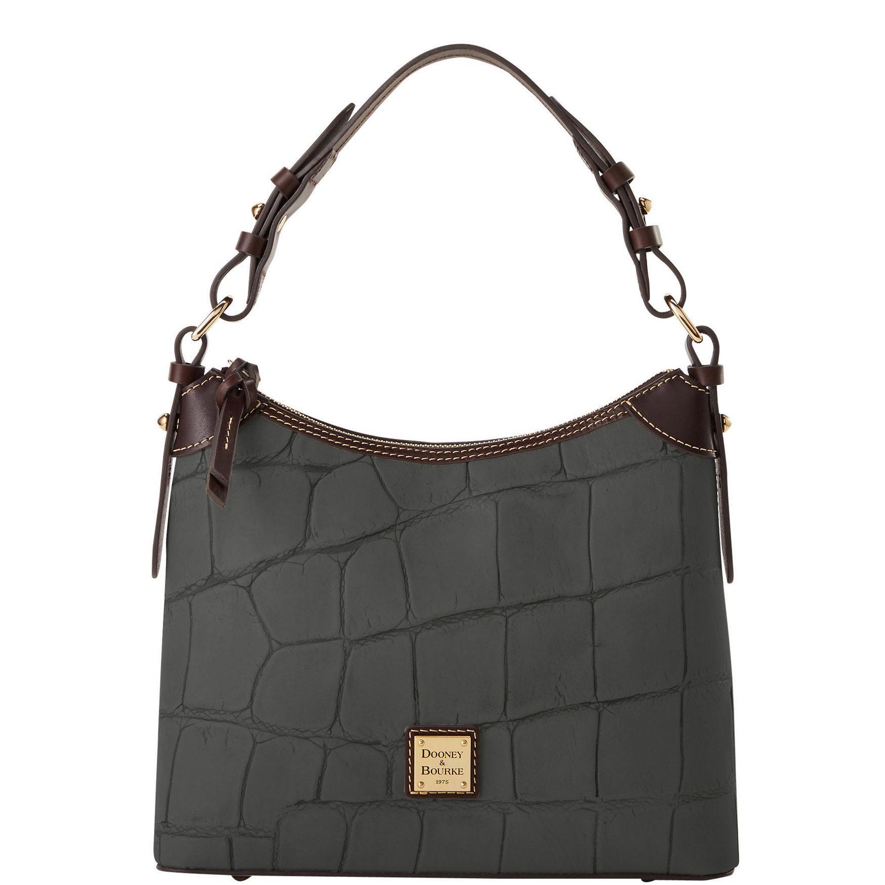 Dooney & Bourke Womens Denison Small Hobo Leather Crossbody Bag in Smoke Grey Product Image