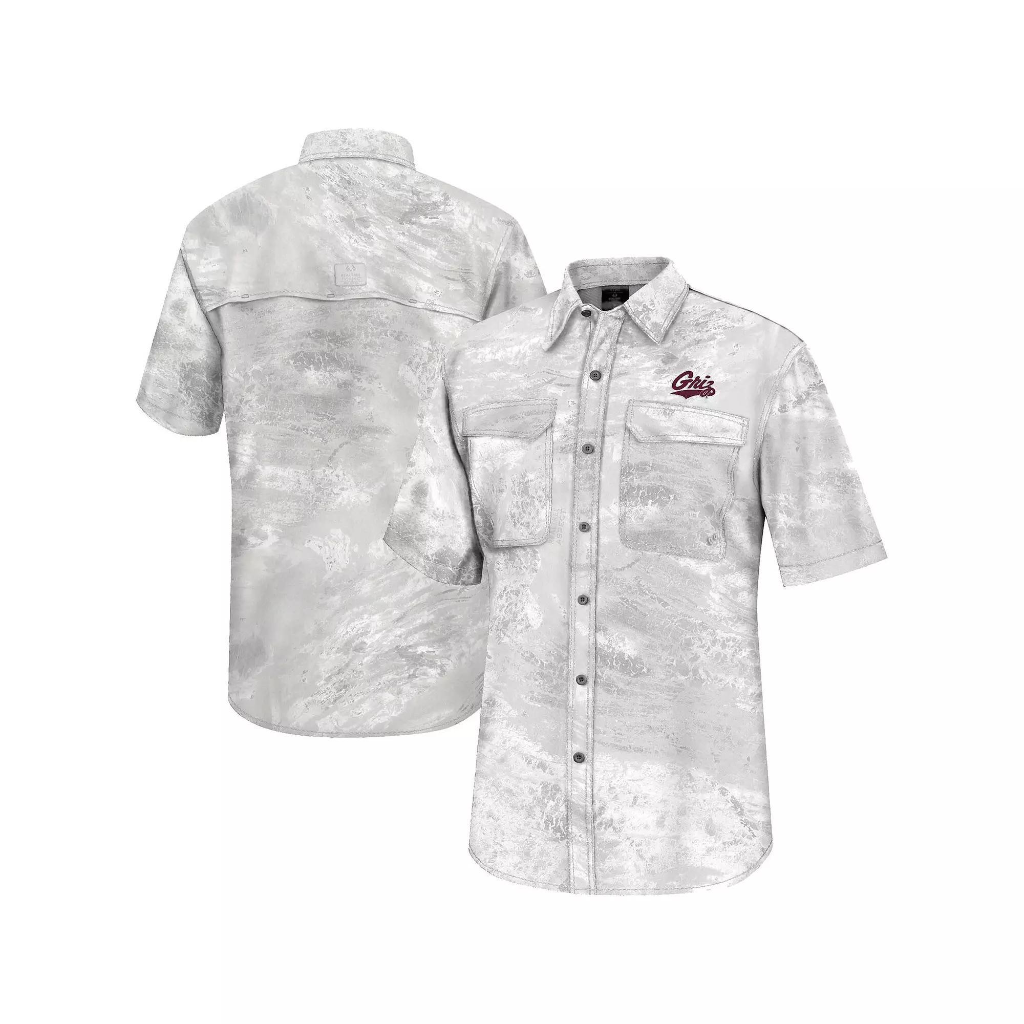 Mens Colosseum White Montana Grizzlies Realtree Aspect Charter Full-Button Fishing Shirt Product Image