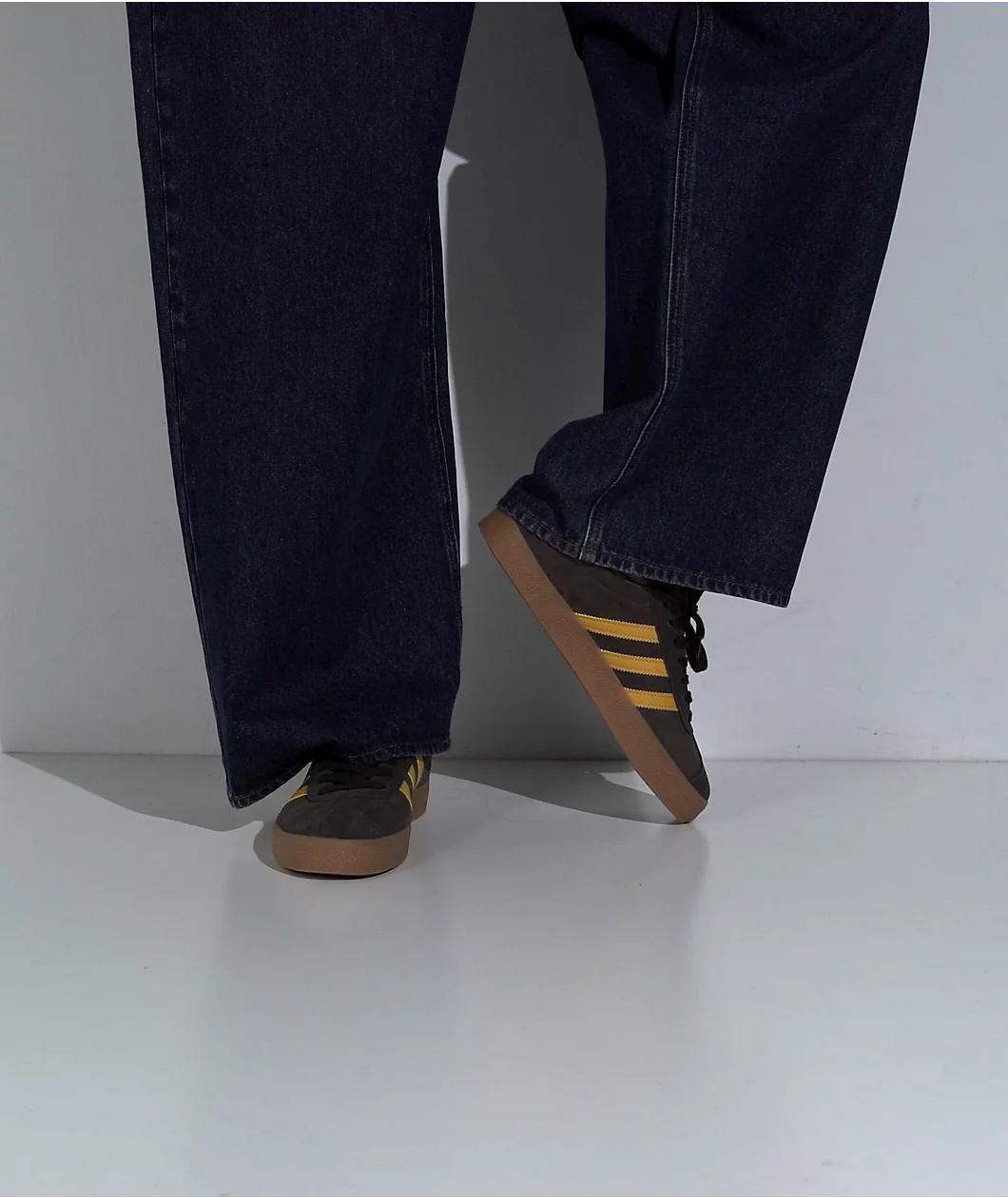 adidas Gazelle ADV Dark Brown, Preloved Yellow & Gum Skate Shoes Product Image