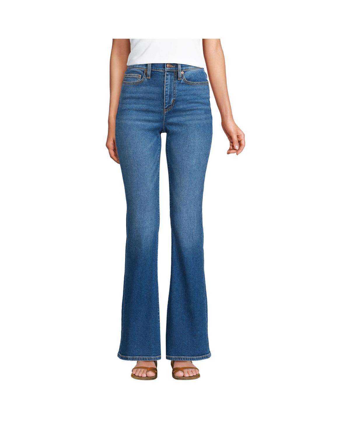 Womens Lands End Recover Denim HR Skinny Flare Jeans Blue Tide Blue Product Image