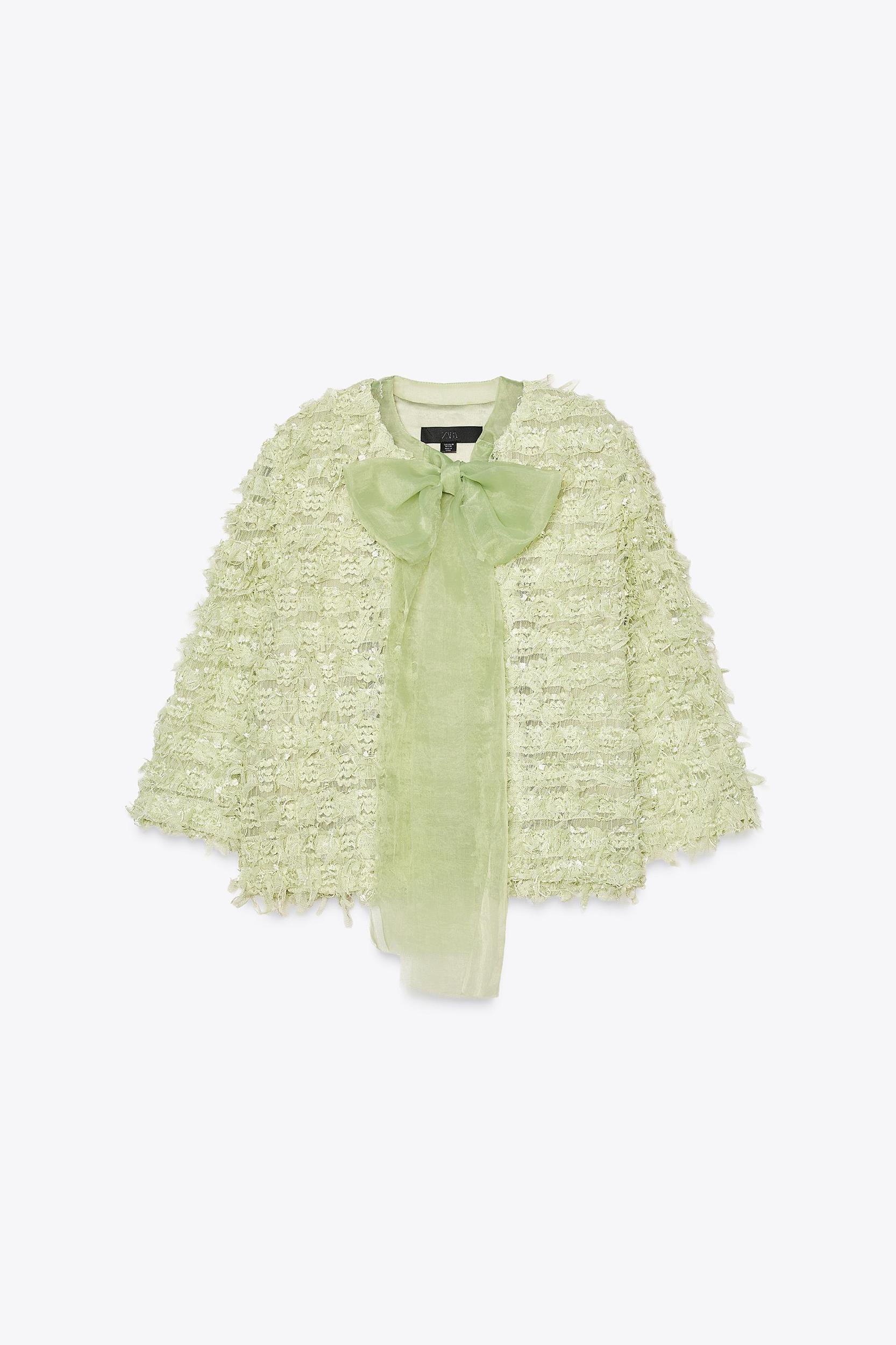 FRINGED ORGANZA TIE CARDIGAN Product Image