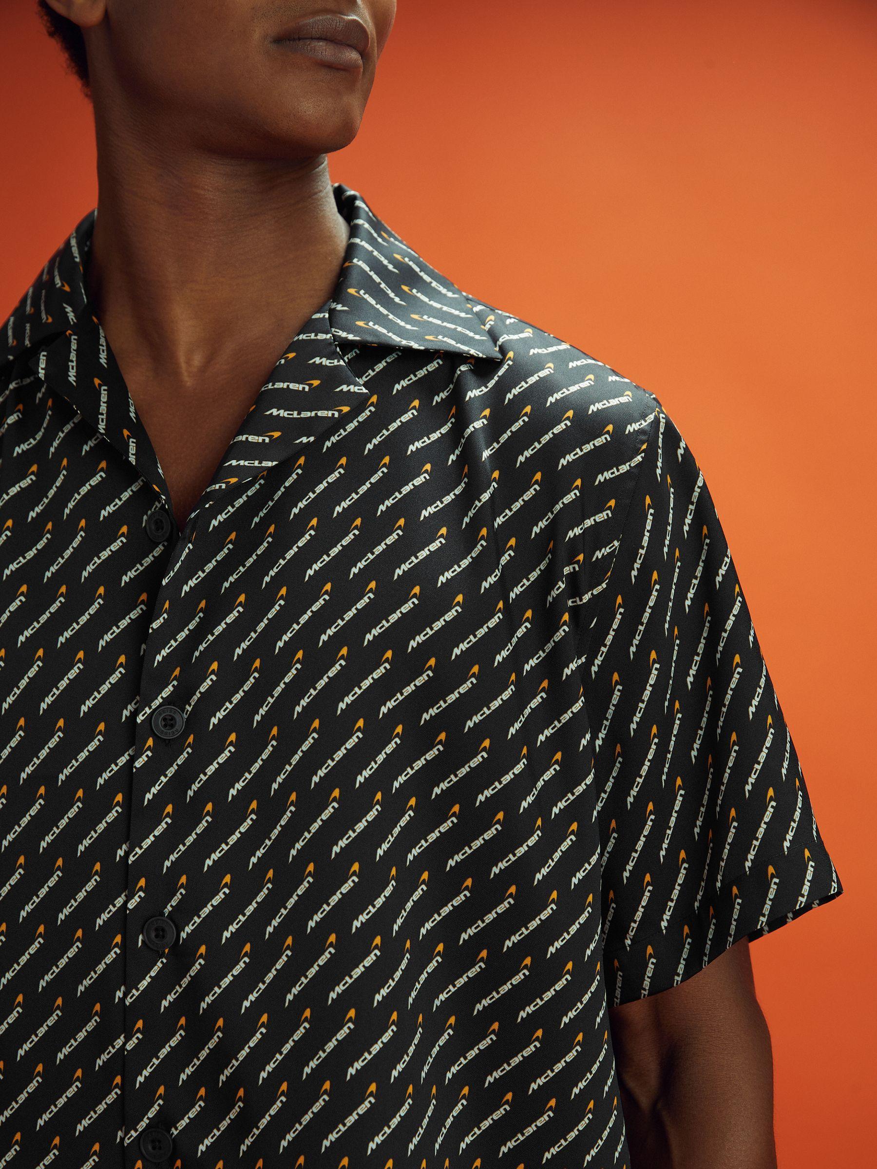 McLaren F1 Silverstone Exclusive Cuban Collar Shirt in Black Multi Product Image
