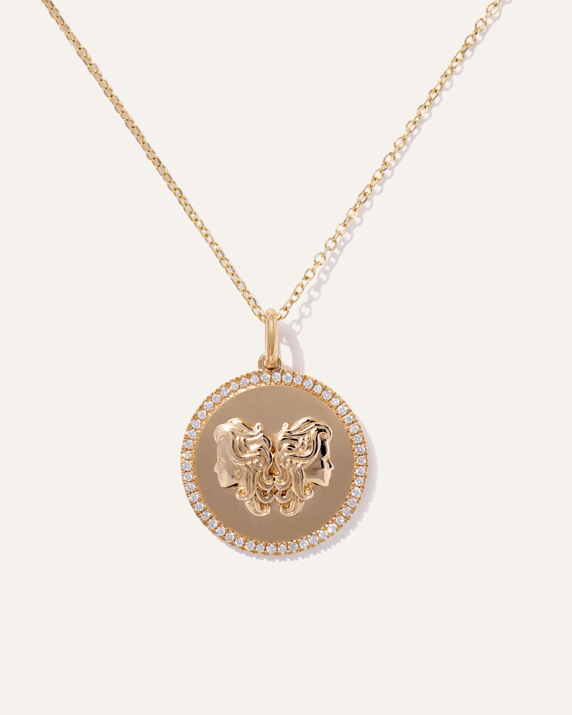 Quince | Women's 14K Gold Pave Zodiac Medallion Necklace Product Image