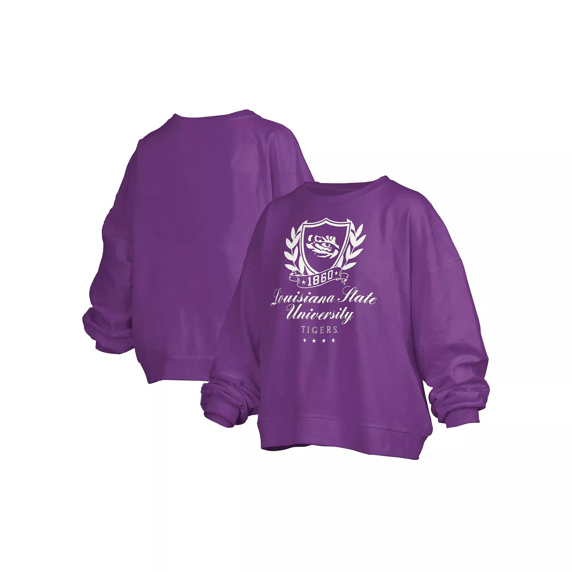 Women's Pressbox Black Wisconsin Badgers Big Aug Script Janice Oversized Pullover Sweatshirt, Size: XL Product Image