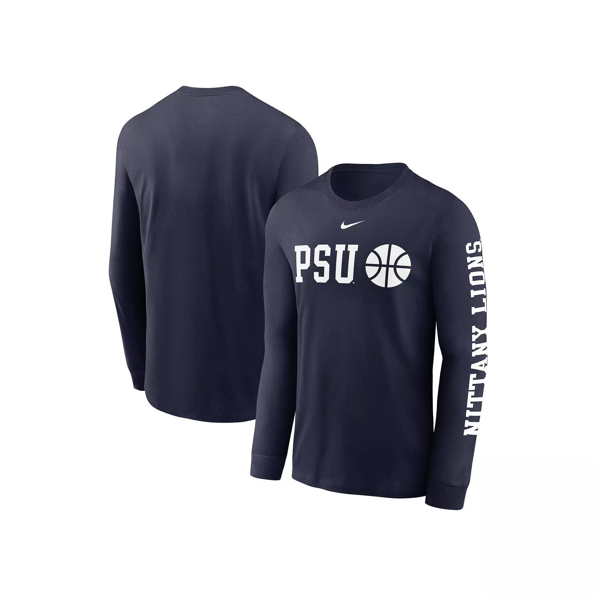 Men's Nike  Navy Penn State Nittany Lions Basketball Icon Two-Hit Long Sleeve T-Shirt, Size: XL, Blue Product Image