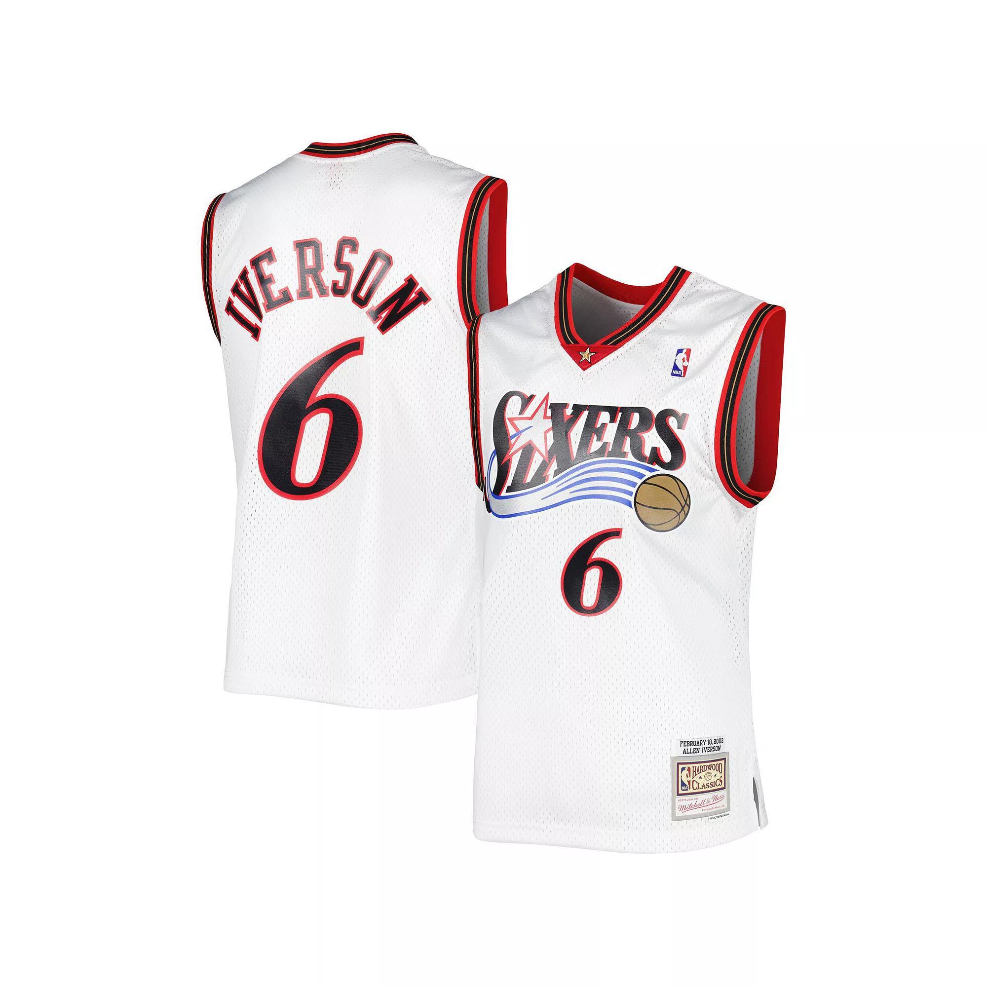 Men's Mitchell & Ness Allen Iverson White Philadelphia 76ers 2001/02 Hardwood Classics Swingman Jersey, Size: 2XL, 76r White Product Image