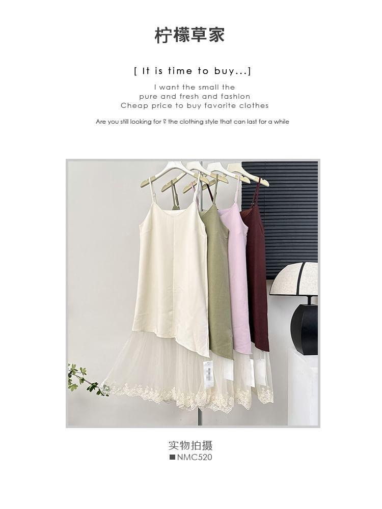 Mesh-Hem Mock Two-Piece Slipdress in 5 Colors Product Image