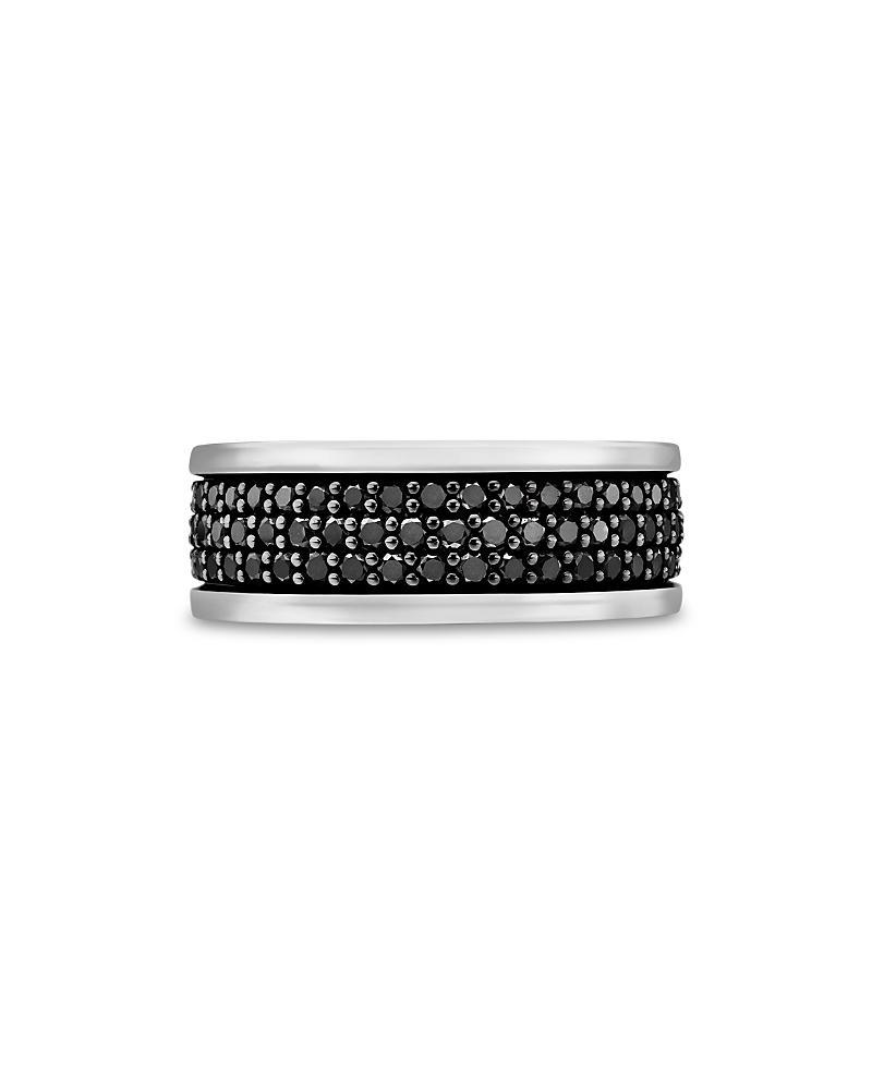 David Yurman Mens Streamline Three-Row Band Ring with Black Diamonds Product Image