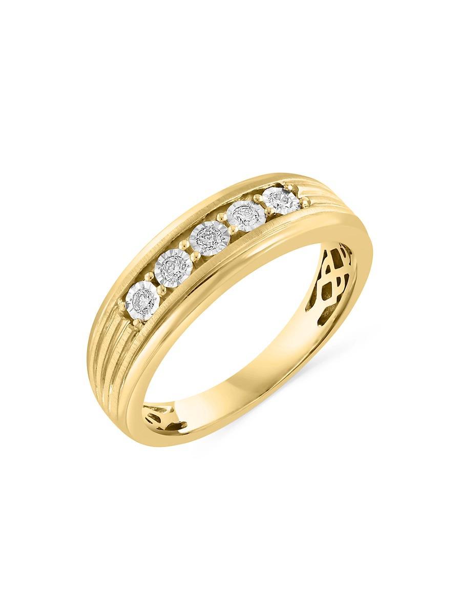 Mens COLLECTION 14K-Yellow Gold-Plated & 0.14 TCW Diamond Ring Product Image